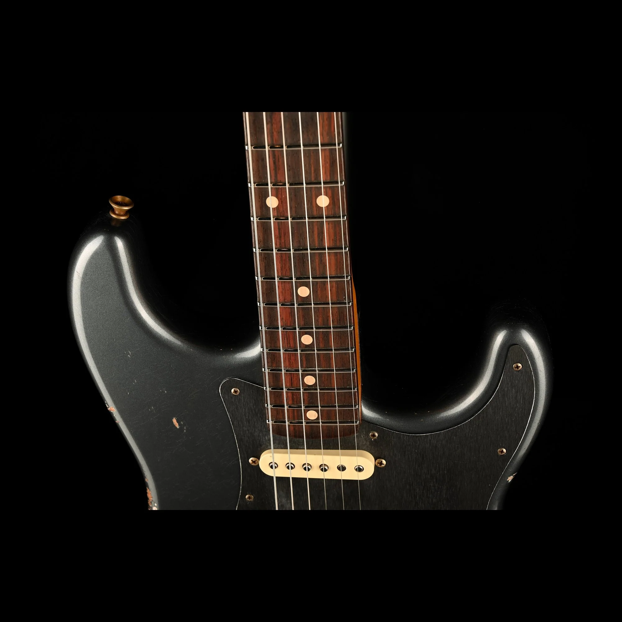 Fender Custom Shop 1962 Stratocaster Reverse Headstock Relic Charcoal Frost Metallic With Case - Image 3