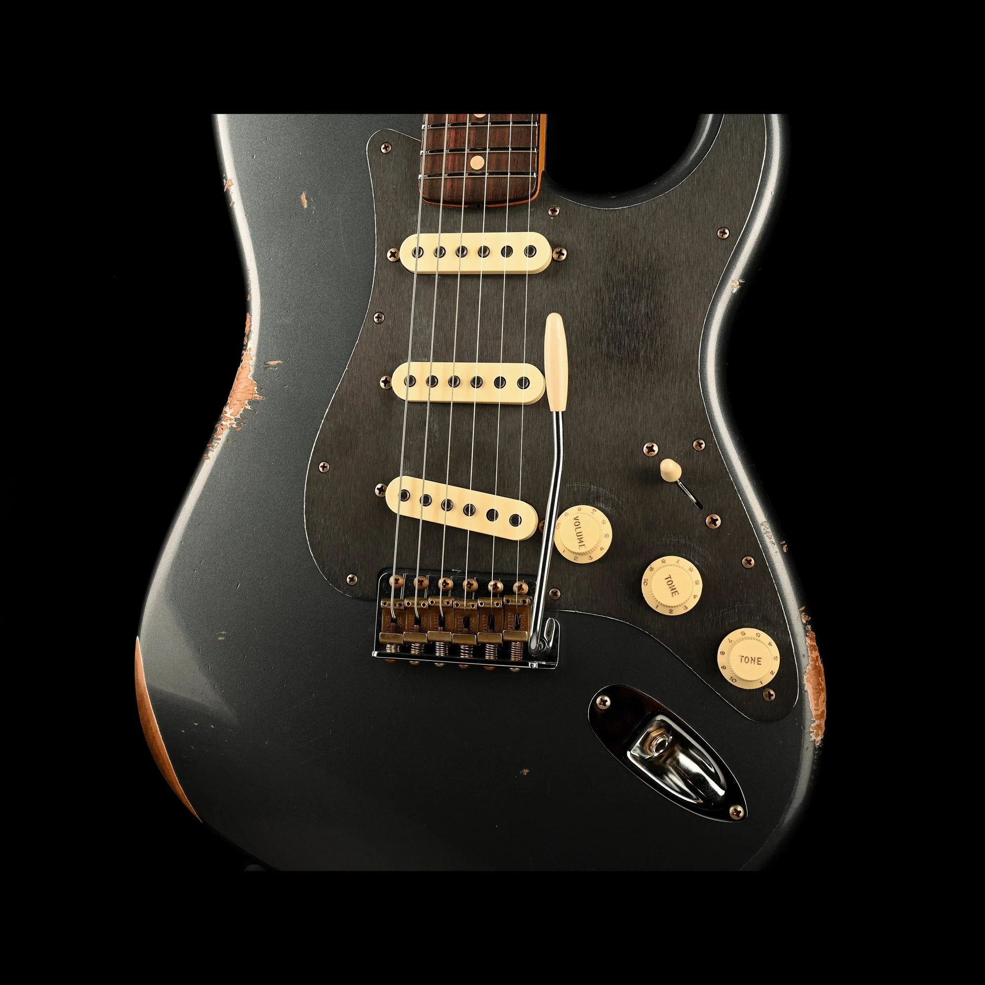 Fender Custom Shop 1962 Stratocaster Reverse Headstock Relic Charcoal Frost Metallic With Case - Image 5