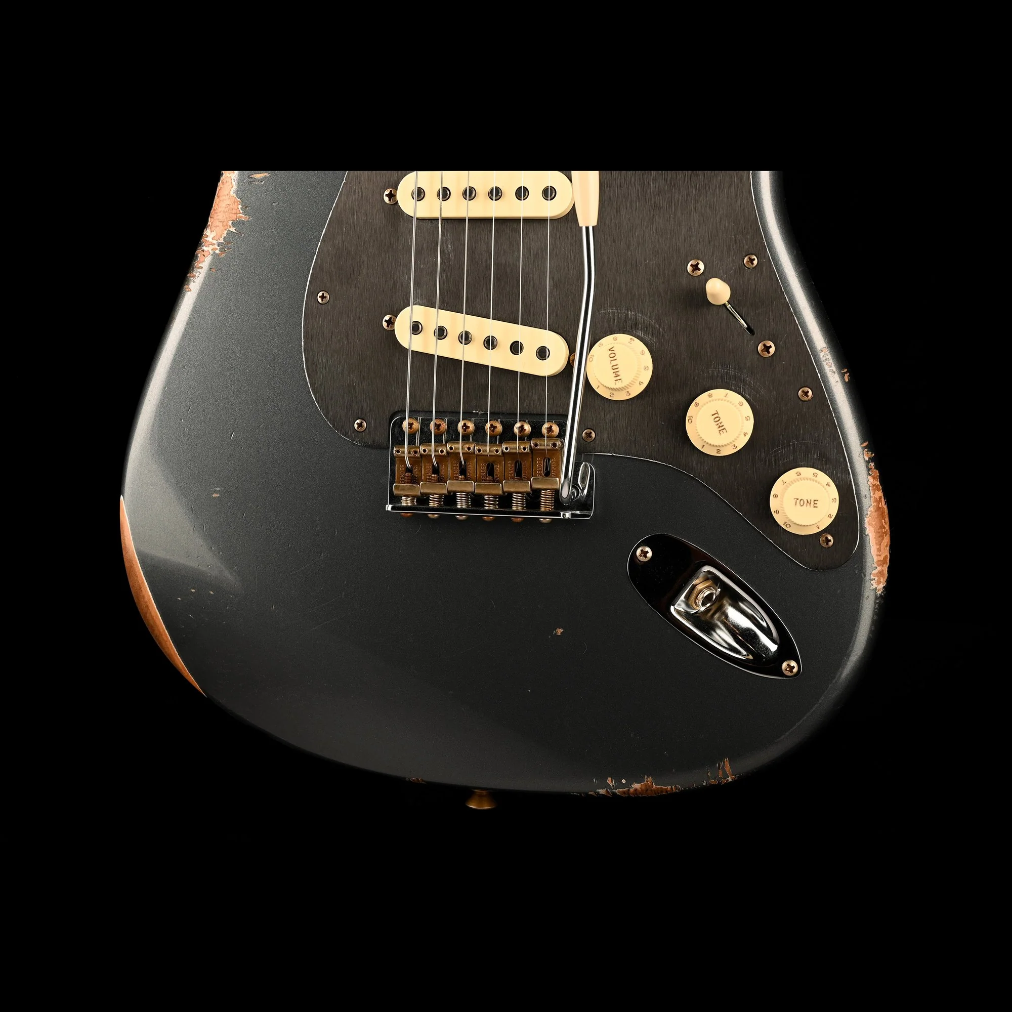 Fender Custom Shop 1962 Stratocaster Reverse Headstock Relic Charcoal Frost Metallic With Case - Image 6