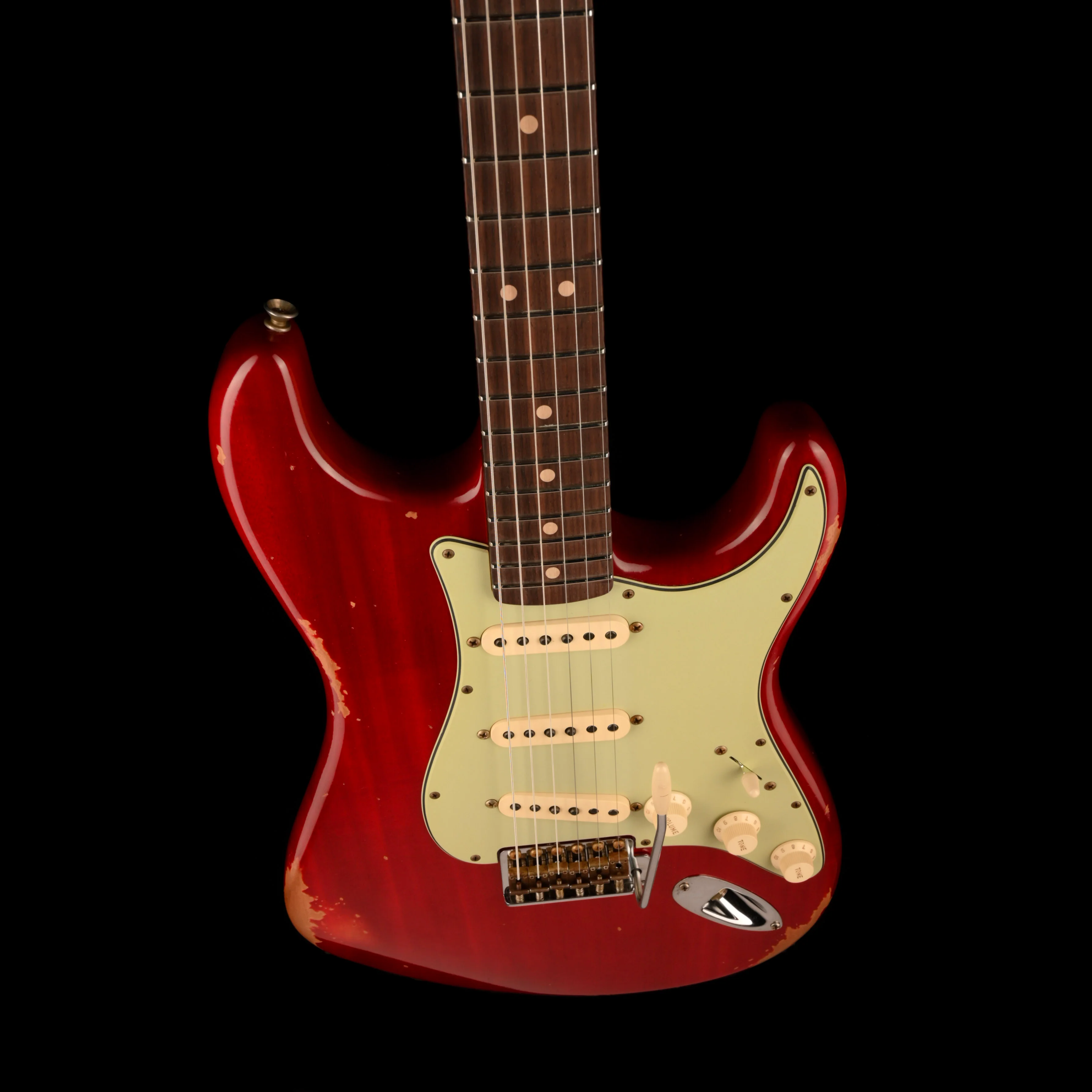 Fender Custom Shop 1963 Stratocaster Mahogany Body Relic Crimson Red Transparent - Image 3