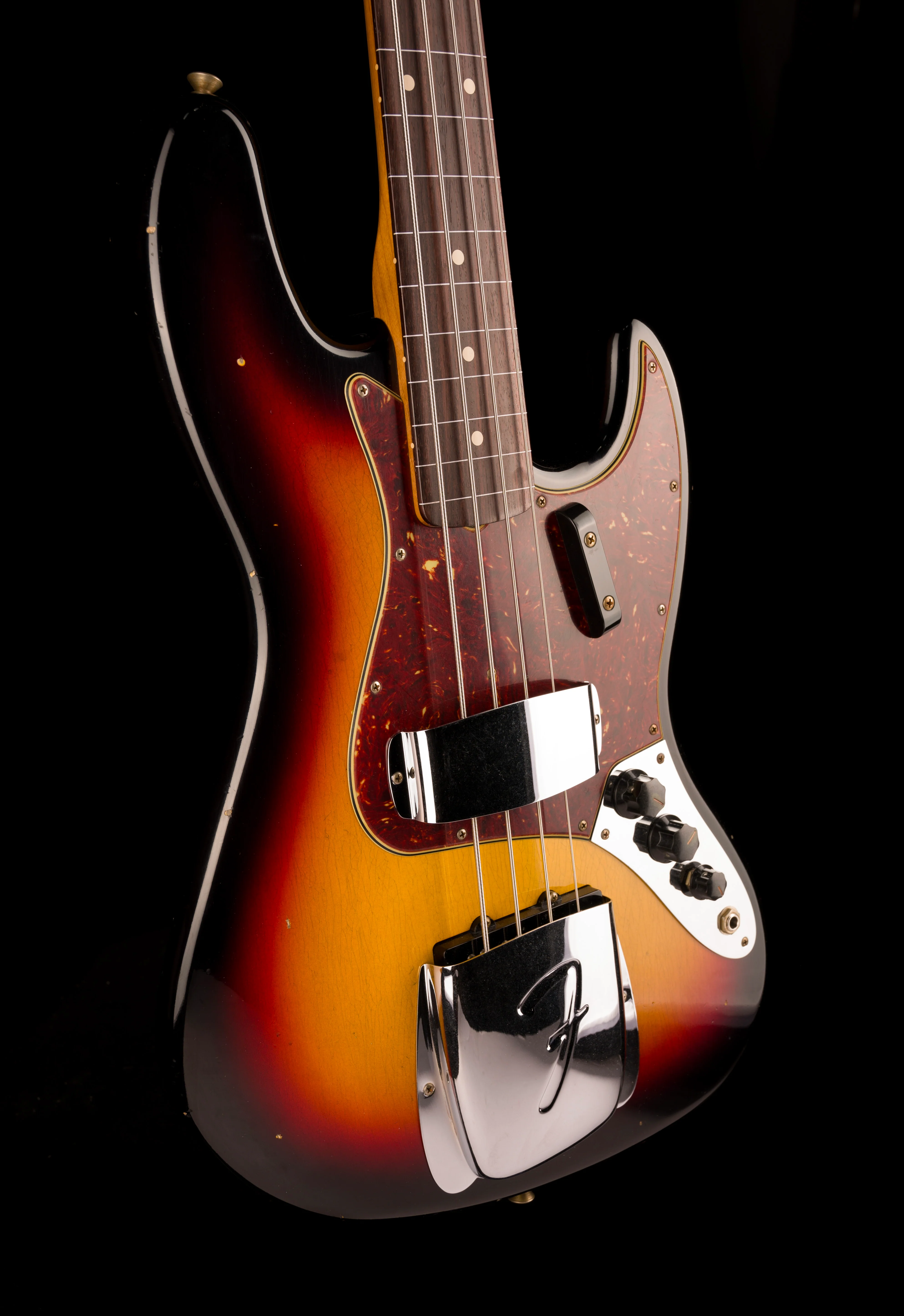 Fender Custom Shop 1964 Jazz Bass Fretless Journeyman Relic 3-Tone Sunburst with Case - Image 10
