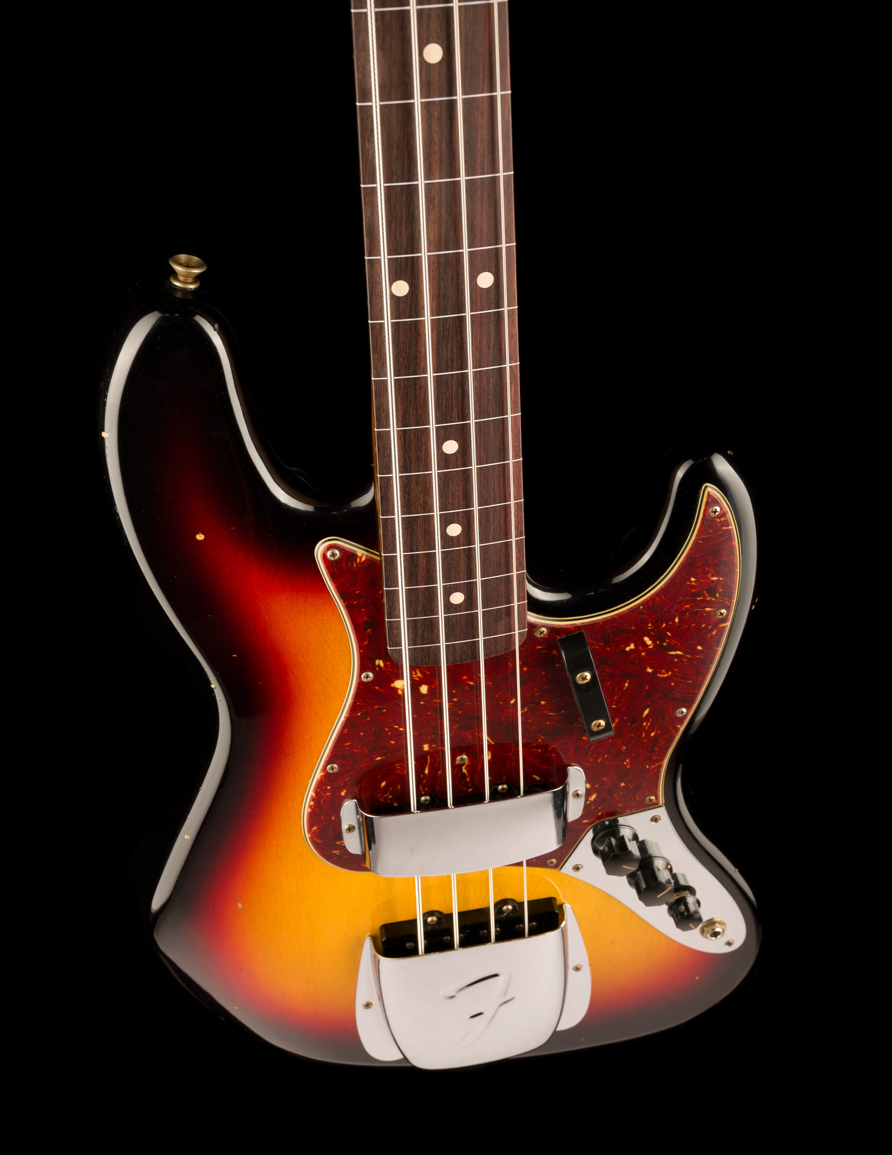 Fender Custom Shop 1964 Jazz Bass Fretless Journeyman Relic 3-Tone Sunburst with Case - Image 4