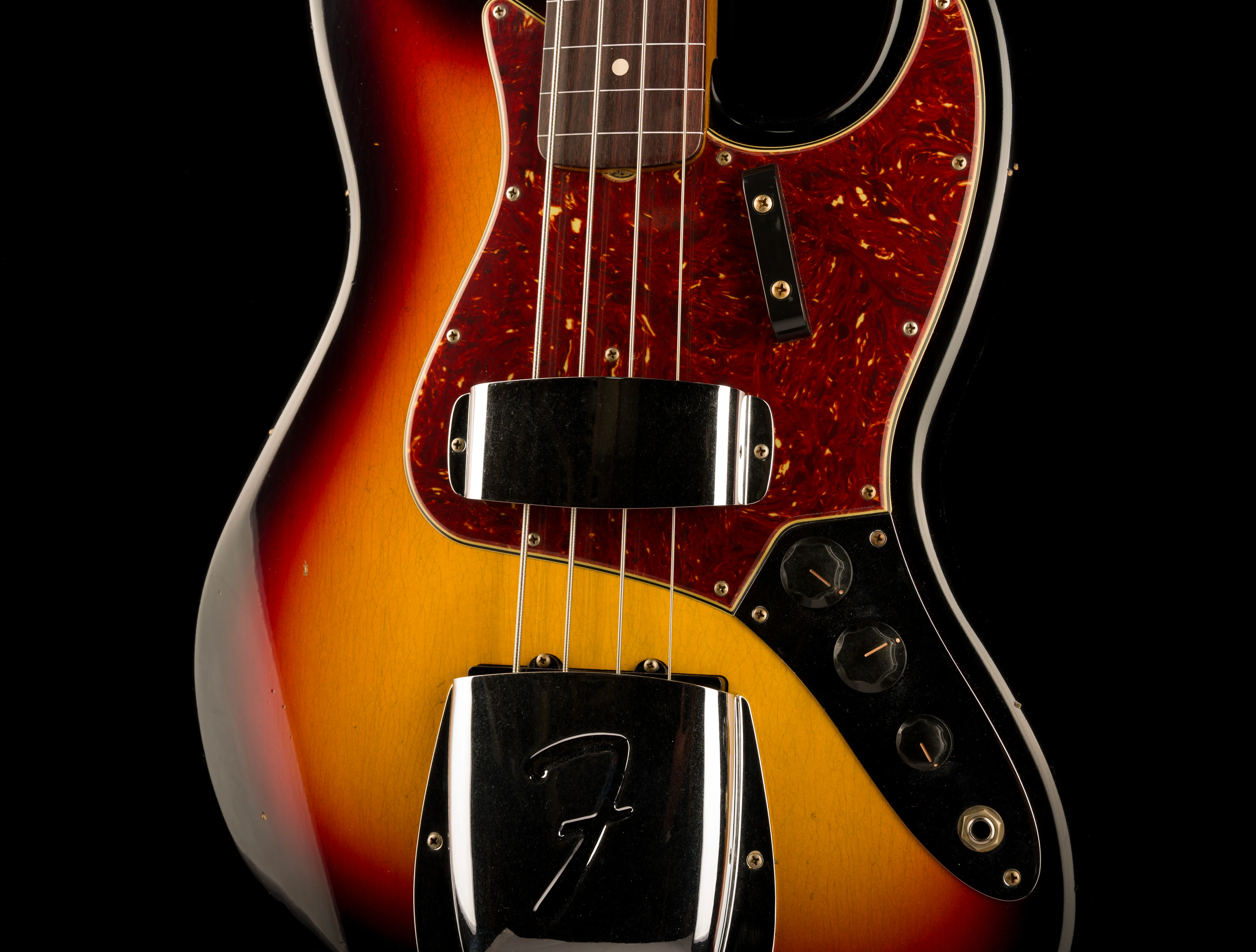 Fender Custom Shop 1964 Jazz Bass Fretless Journeyman Relic 3-Tone Sunburst with Case - Image 6