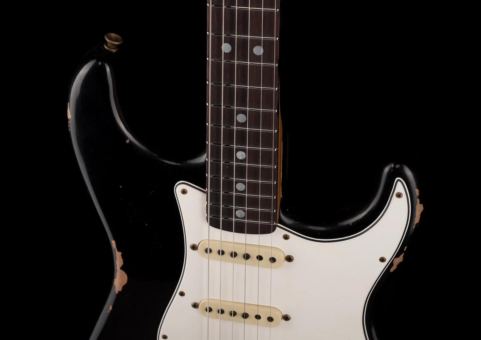 Fender Custom Shop 1967 Stratocaster Heavy Relic Aged Black Electric Guitar With Case - Image 3