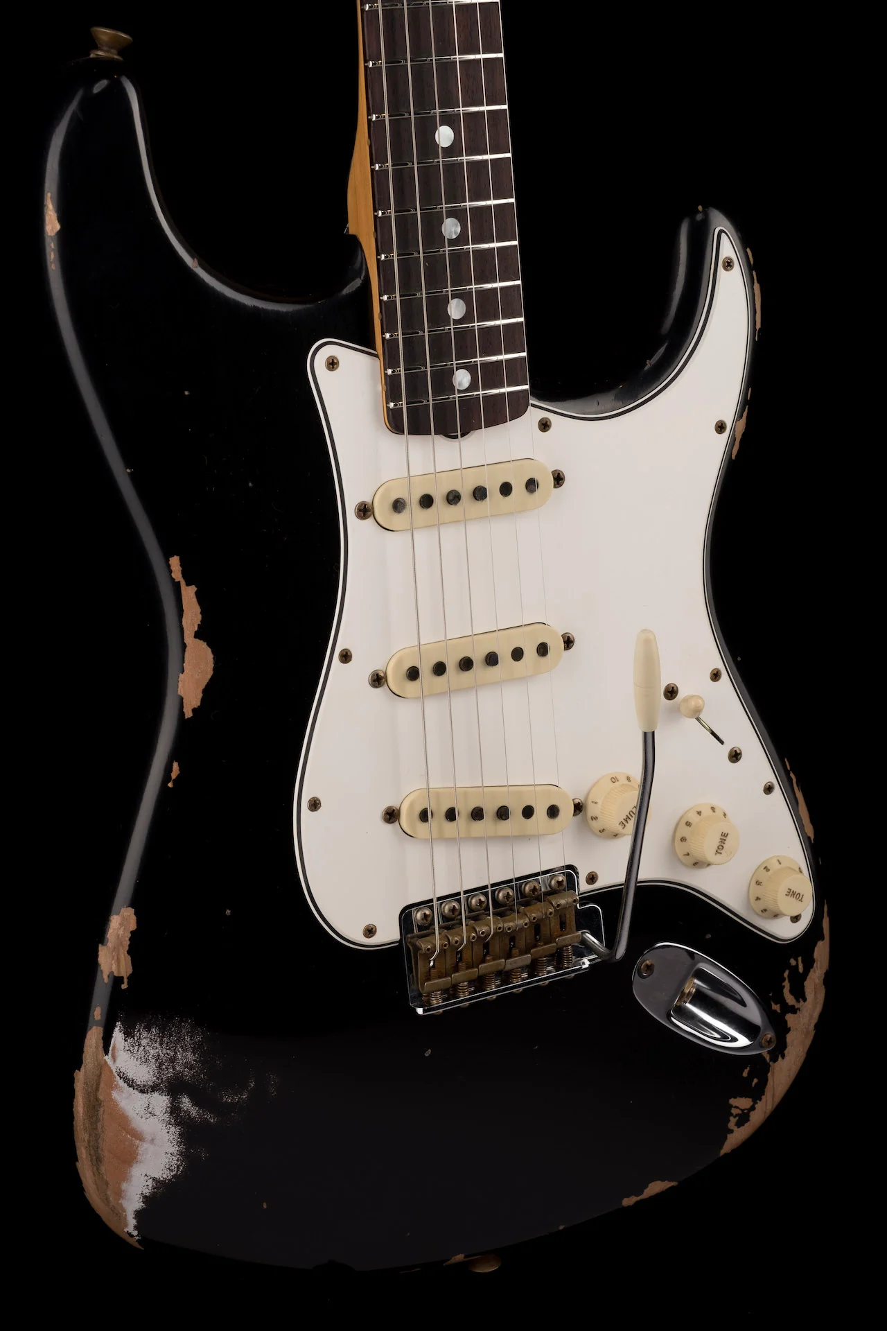 Fender Custom Shop 1967 Stratocaster Heavy Relic Aged Black Electric Guitar With Case - Image 8