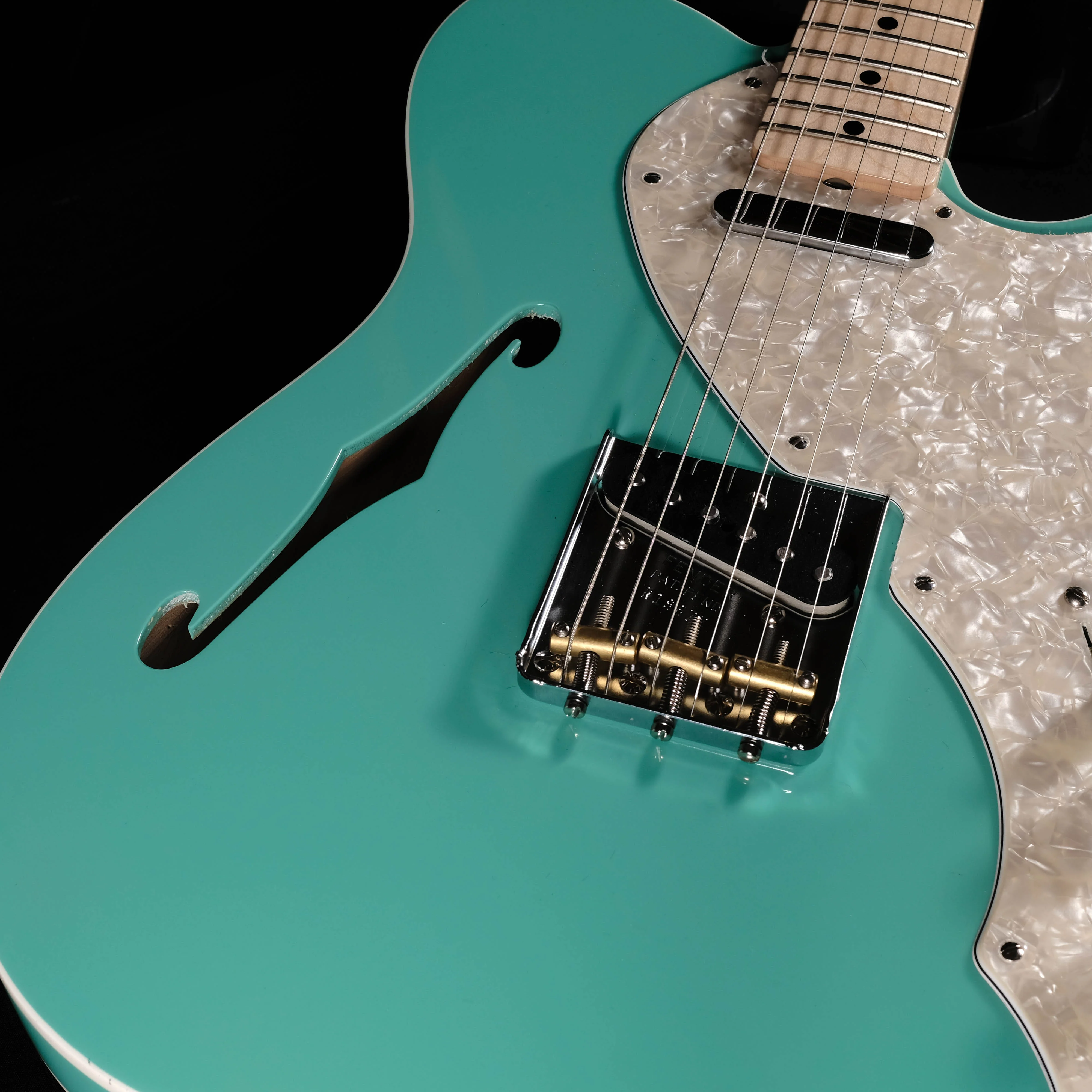 Fender Custom Shop 50's Telecaster Thinline NOS Seafoam Green With Tweed Case - Image 6