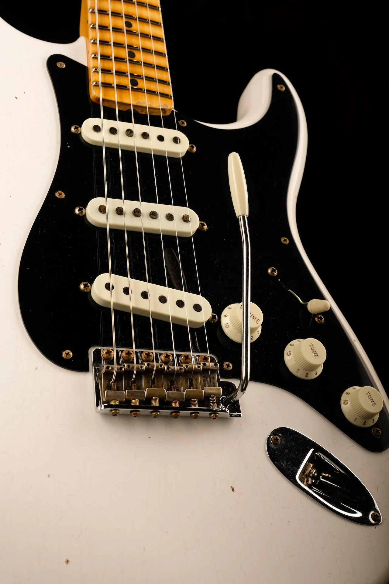 Fender Custom Shop Ancho Poblano Stratocaster Shattered Journeyman Relic Opaque White Blonde - Image 7