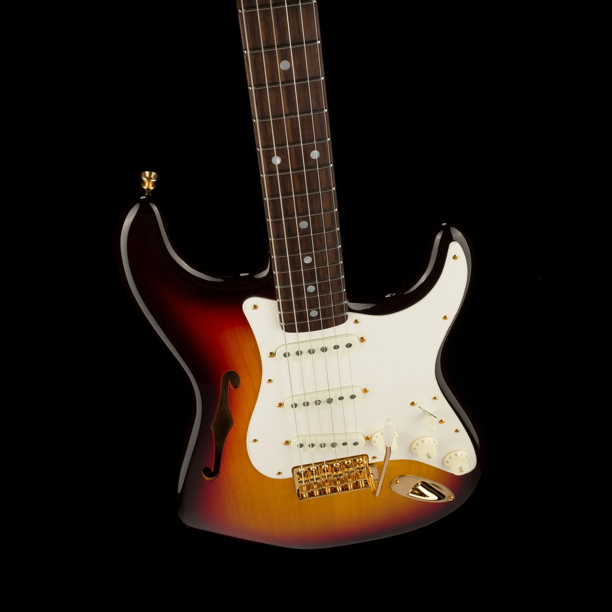 Fender Custom Shop Artisan Korina Stratocaster Thinline NOS Chocolate 3-Tone Sunburst - Image 4