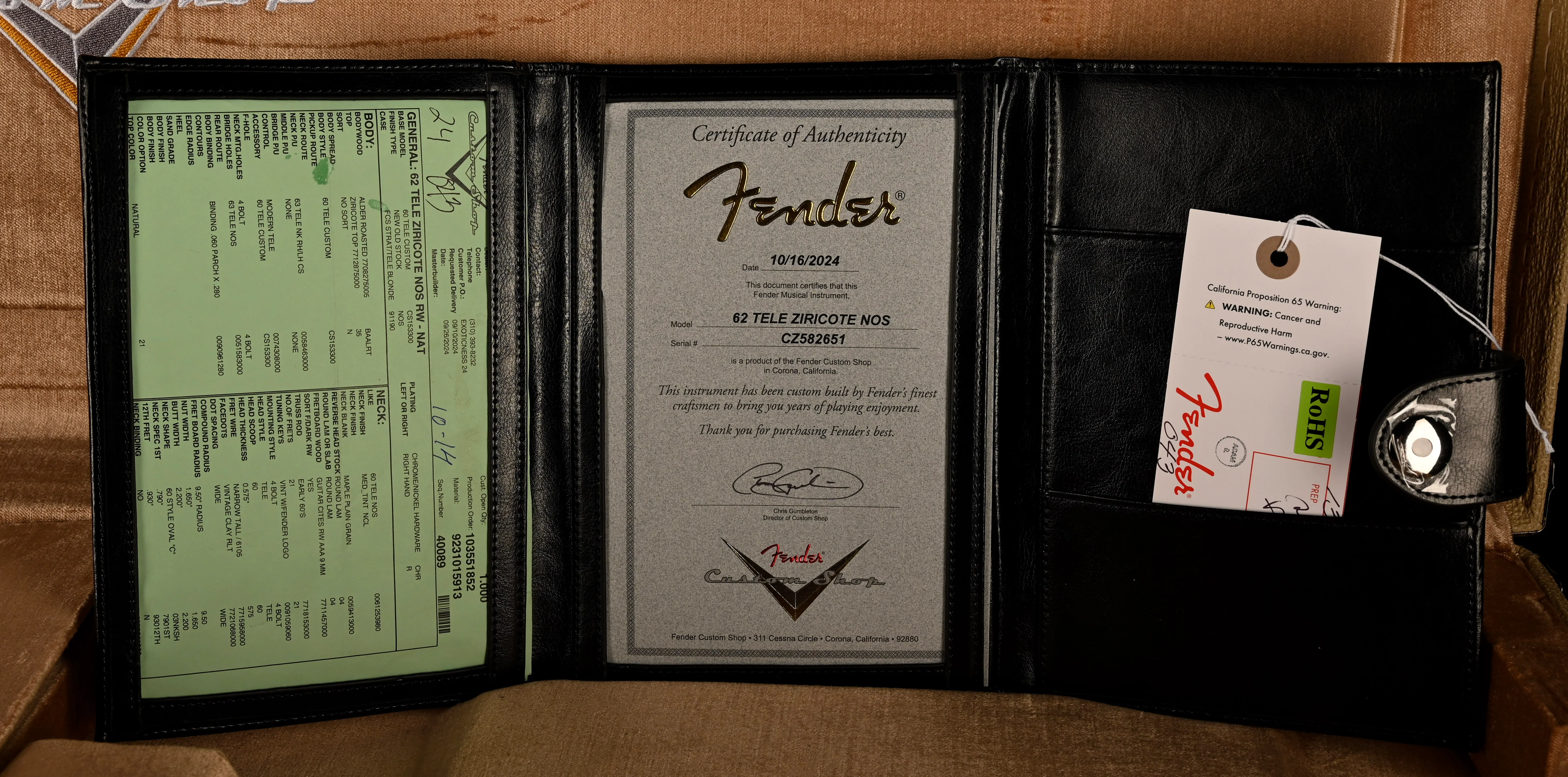 Fender Custom Shop Exotic 1962 Telecaster Custom Ziricote NOS Natural - Image 20