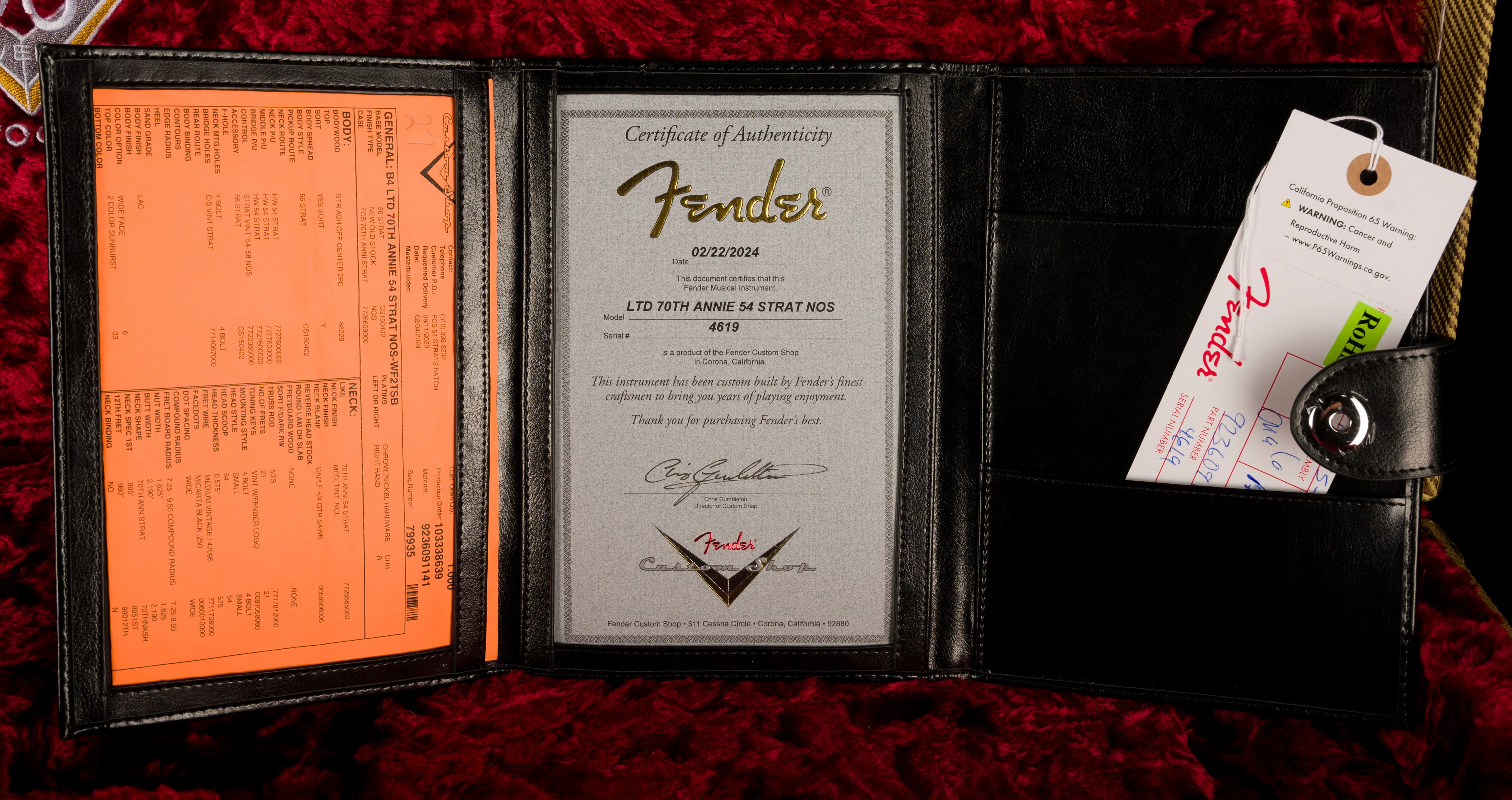 Fender Custom Shop Limited Edition 70th Anniversary 1954 Stratocaster NOS Wide-Fade 2-Color Sunburst With Case - Image 18