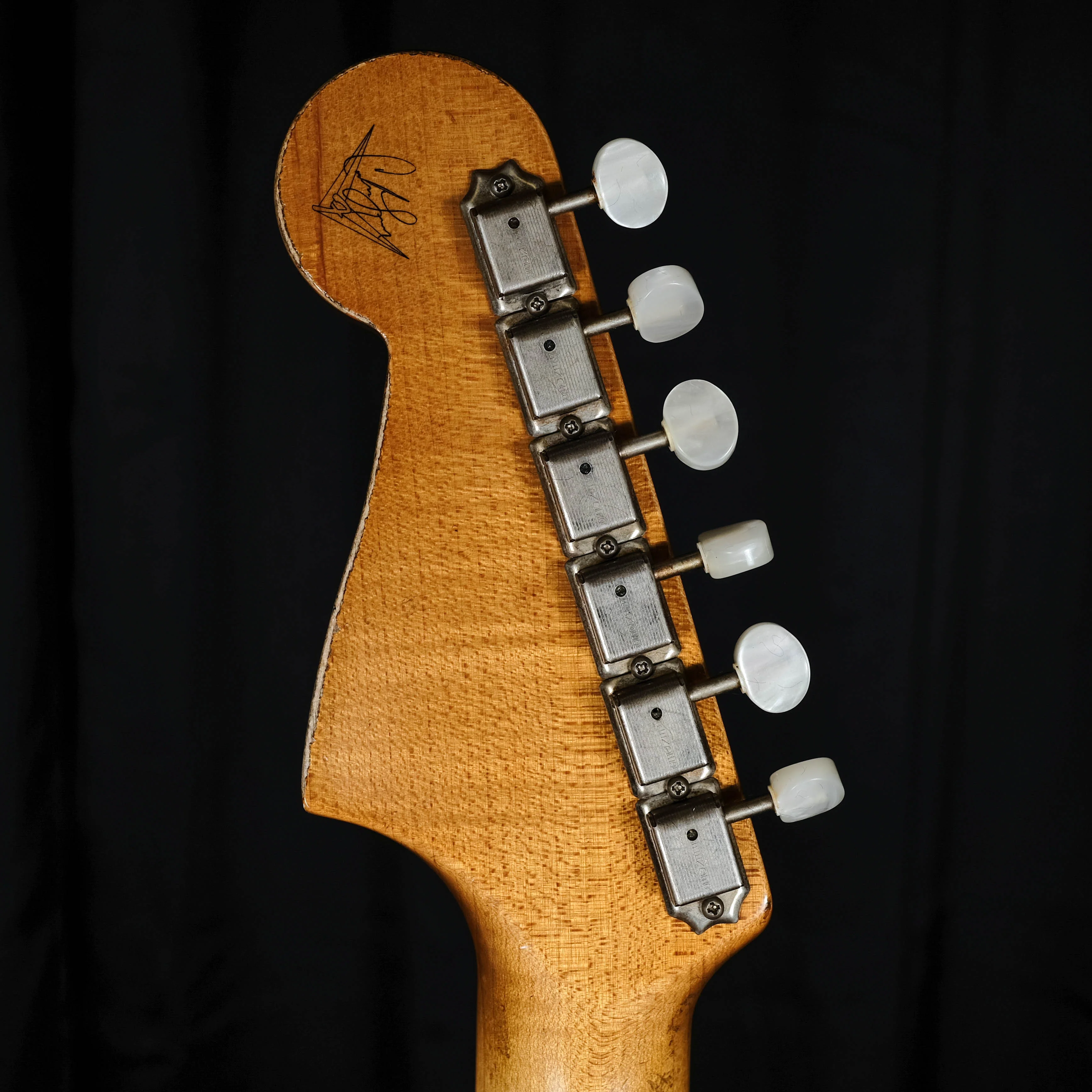 Fender Custom Shop Masterbuilt Carlos Lopez Heavy Relic Offset Subsonic Baritone Stratocaster Aged Cadillac Green Over Sunburst - Image 15