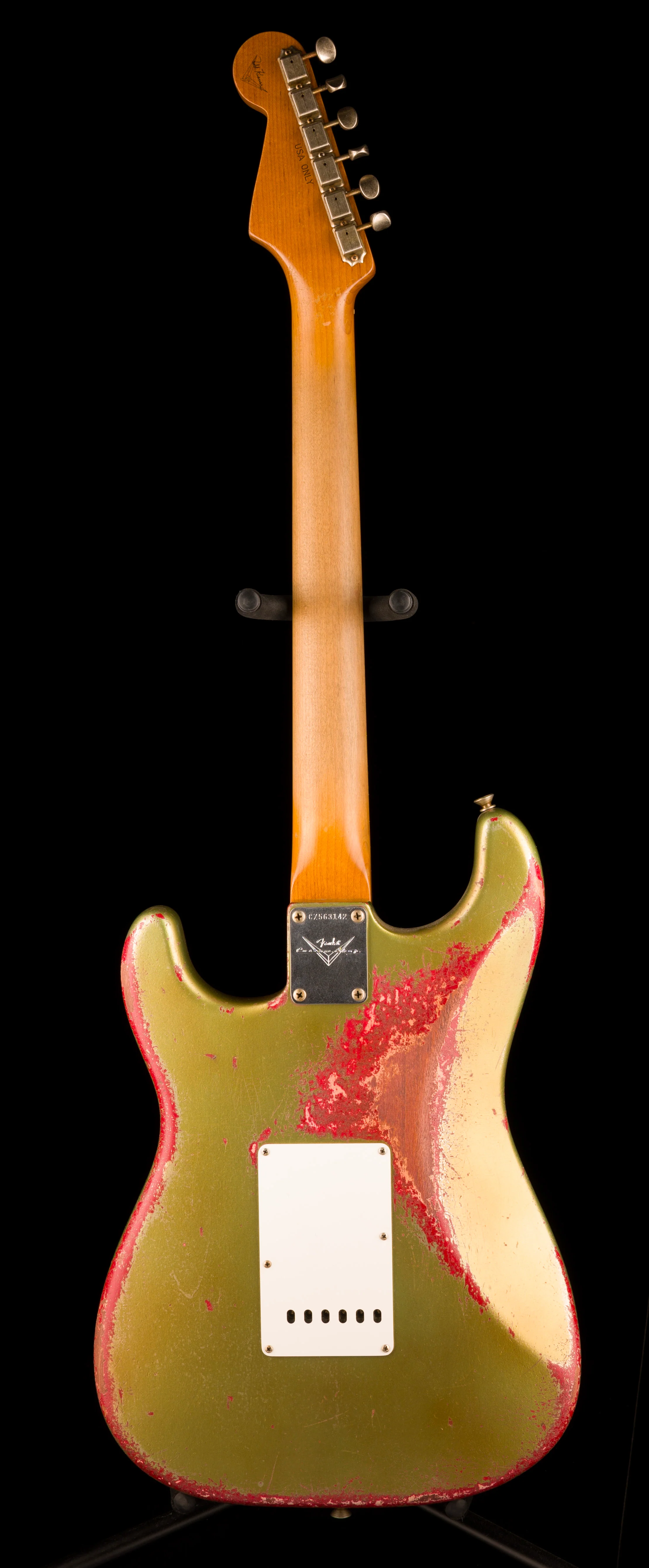 Fender Custom Shop Masterbuilt Todd Krause 1963 Stratocaster Heavy Relic Sage Green Metallic over Seminole Red - Image 14