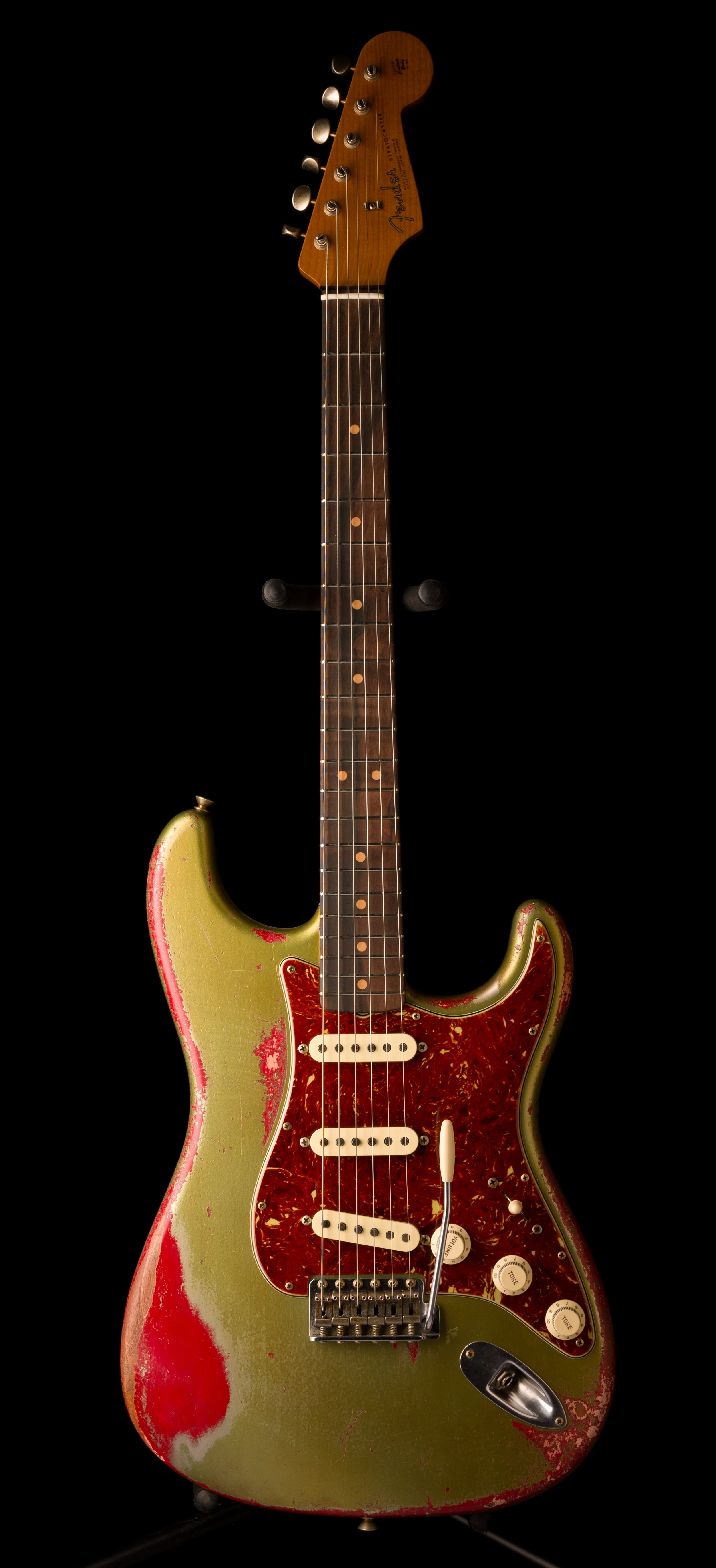 Fender Custom Shop Masterbuilt Todd Krause 1963 Stratocaster Heavy Relic Sage Green Metallic over Seminole Red - Image 2
