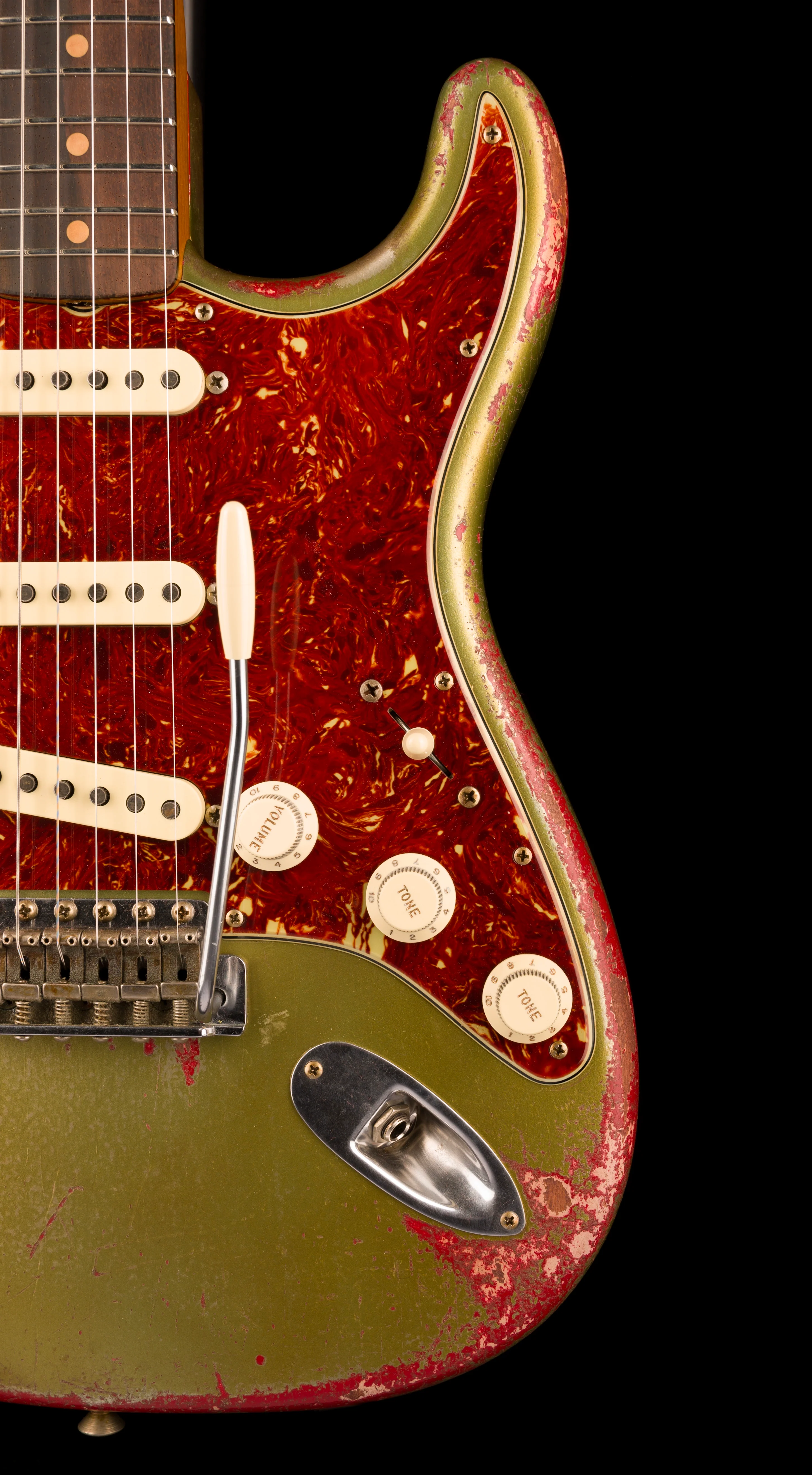 Fender Custom Shop Masterbuilt Todd Krause 1963 Stratocaster Heavy Relic Sage Green Metallic over Seminole Red - Image 9