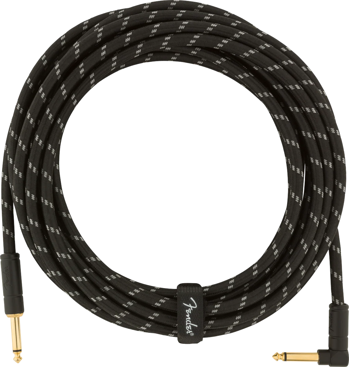 Fender Deluxe Series Instrument Cable Straight/Angle 18.6-ft. Black Tweed - 990820079 - Image 2