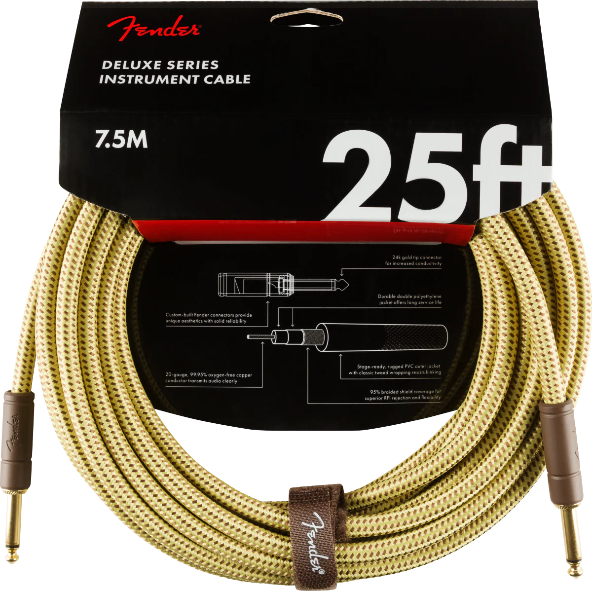 Fender Deluxe 25-ft. Tweed Instrument Cable