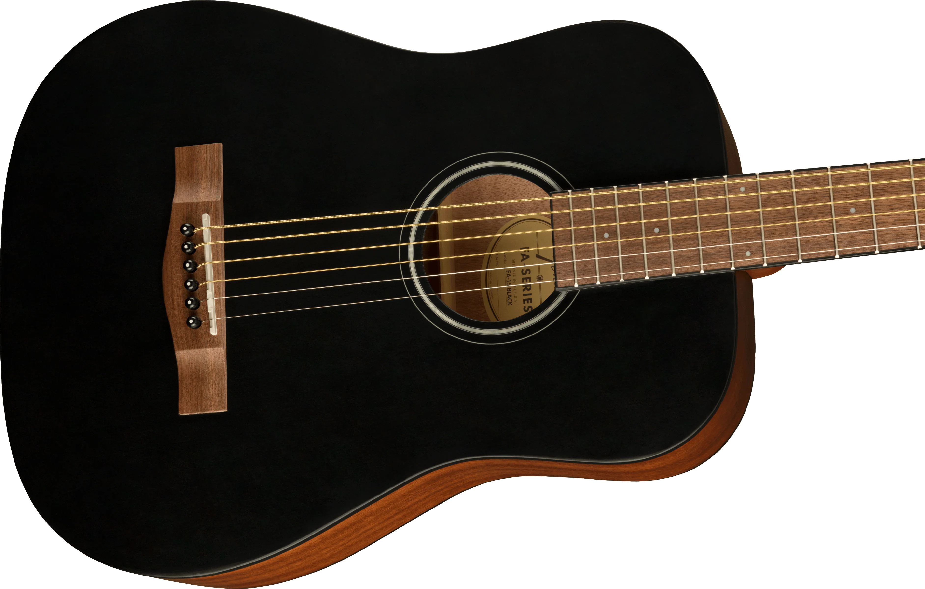 Fender FA-15 3/4 Scale Black Acoustic Guitar With Gig Bag - Image 4