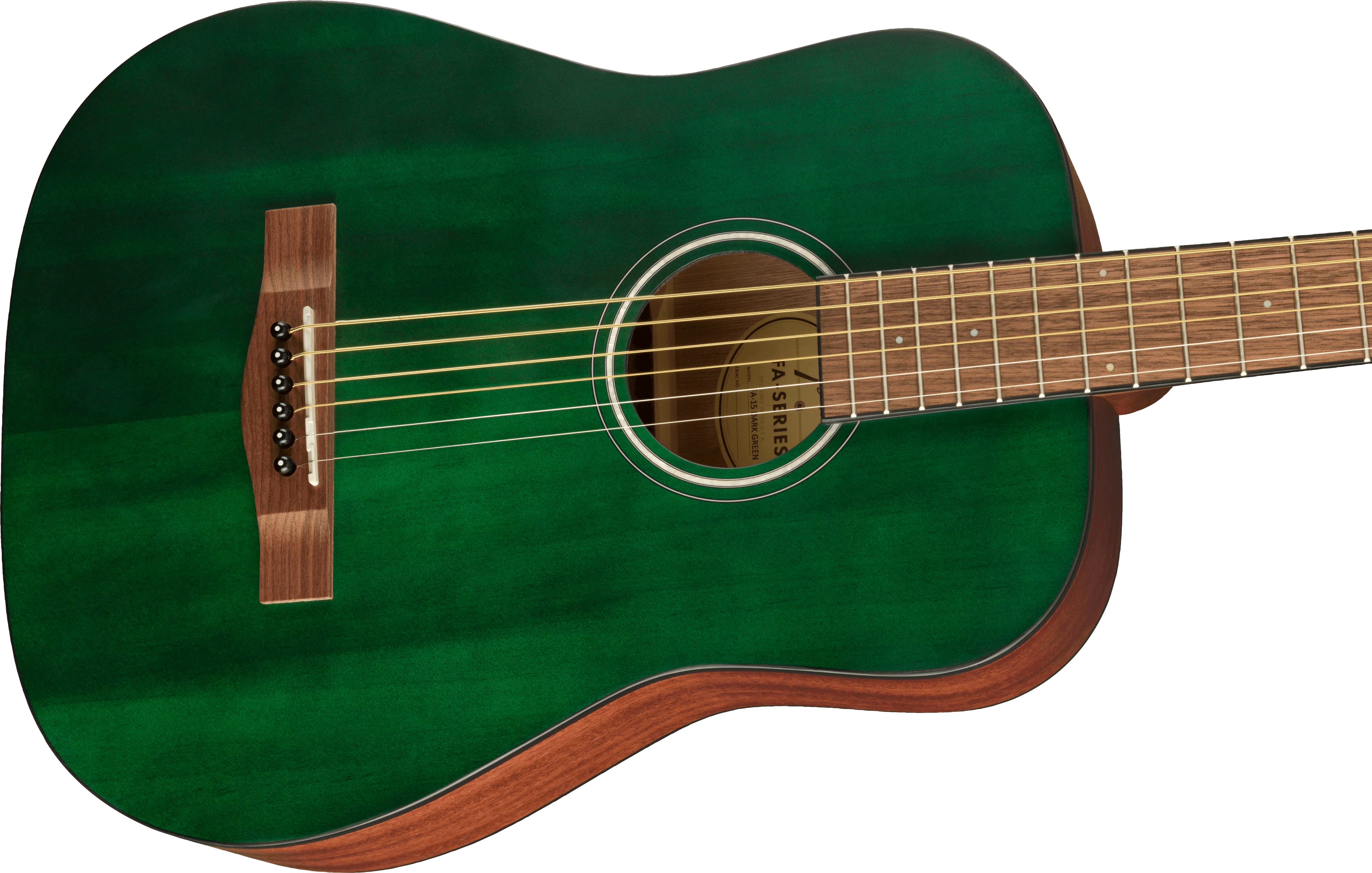 Fender FA-15 3/4 Scale Steel Walnut Fingerboard Green Acoustic Guitar W/ Gig Bag - Image 4