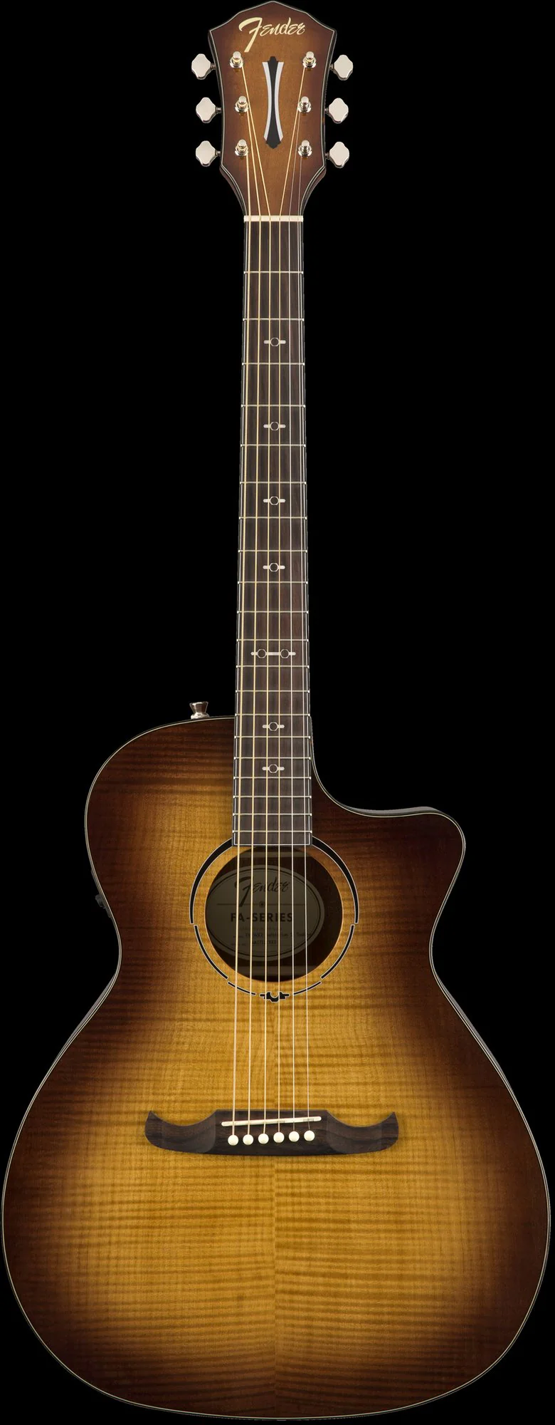 Fender FA-345CE Auditorium Size Acoustic Electric Guitar Laurel Fingerboard 3-Tone Tea Burst - Image 3