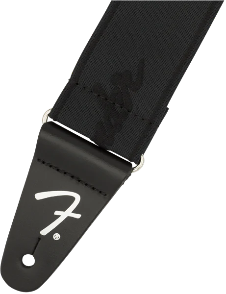 Fender WeighLess 2" Running Logo Strap Black/Black - Image 2