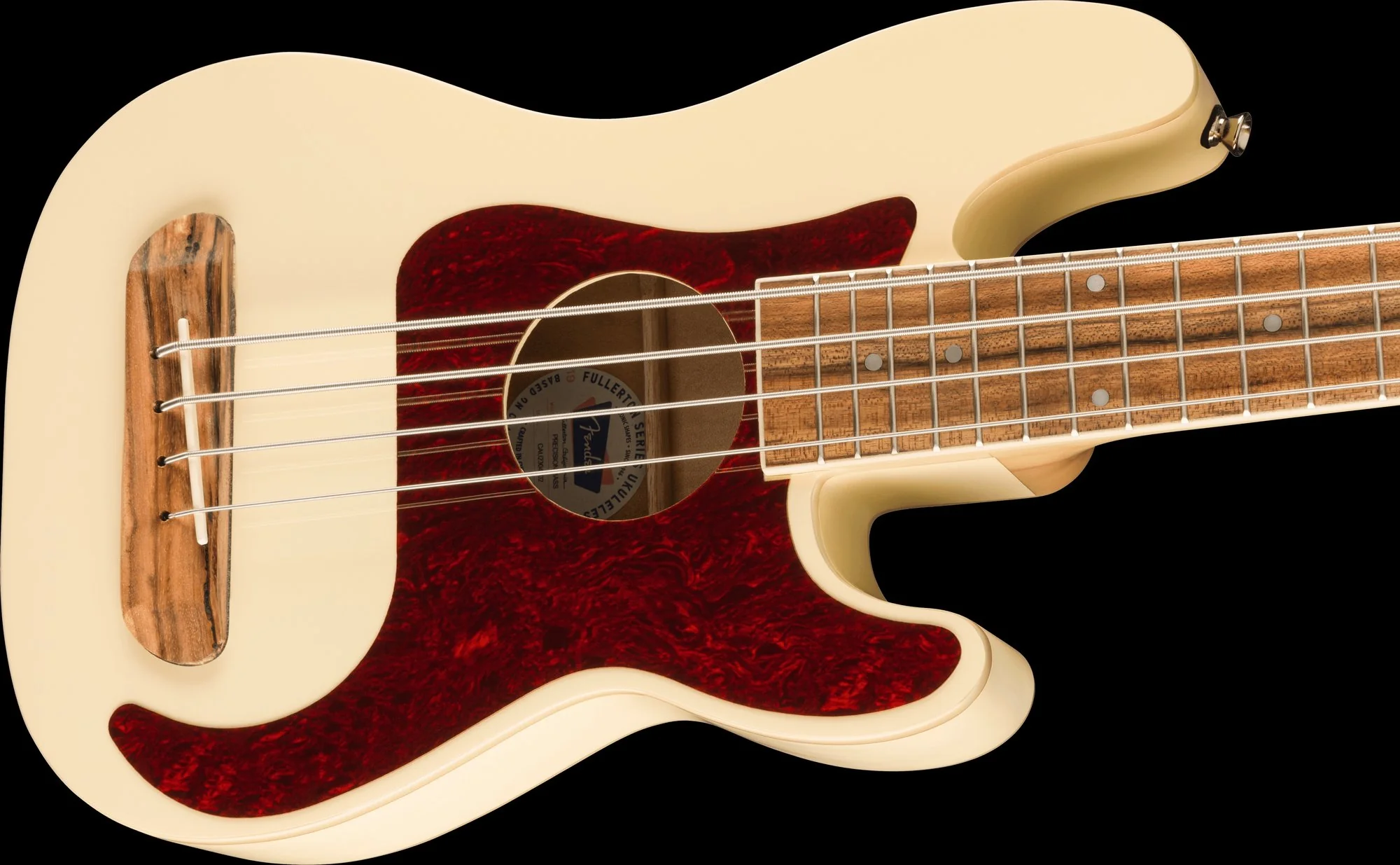 Fender Fullerton Precision Bass Uke Walnut Fingerboard Tortoiseshell Pickguard Olympic White - Image 5