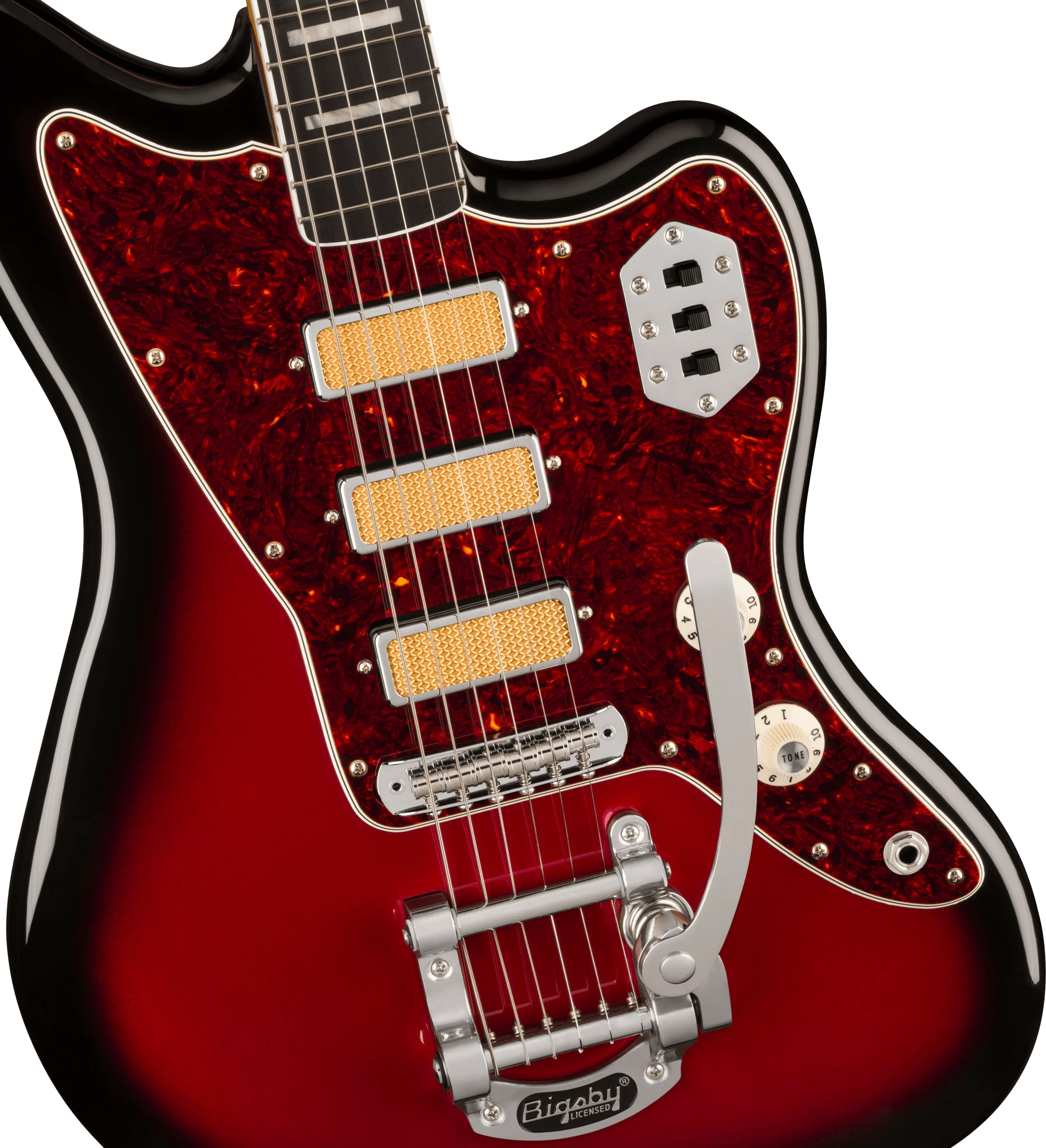 Fender Gold Foil Jazzmaster Ebony Fingerboard Candy Apple Burst With Gig Bag - Image 3