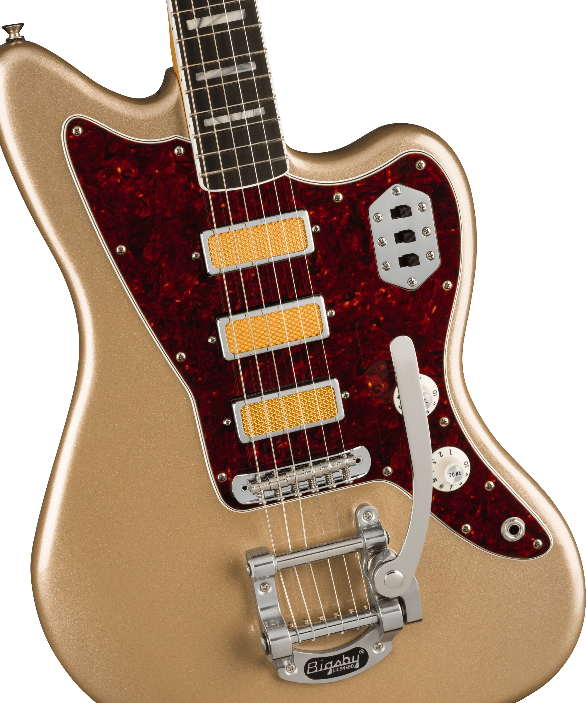 Fender Gold Foil Jazzmaster Ebony Fingerboard Shoreline Gold With Gig Bag - Image 3