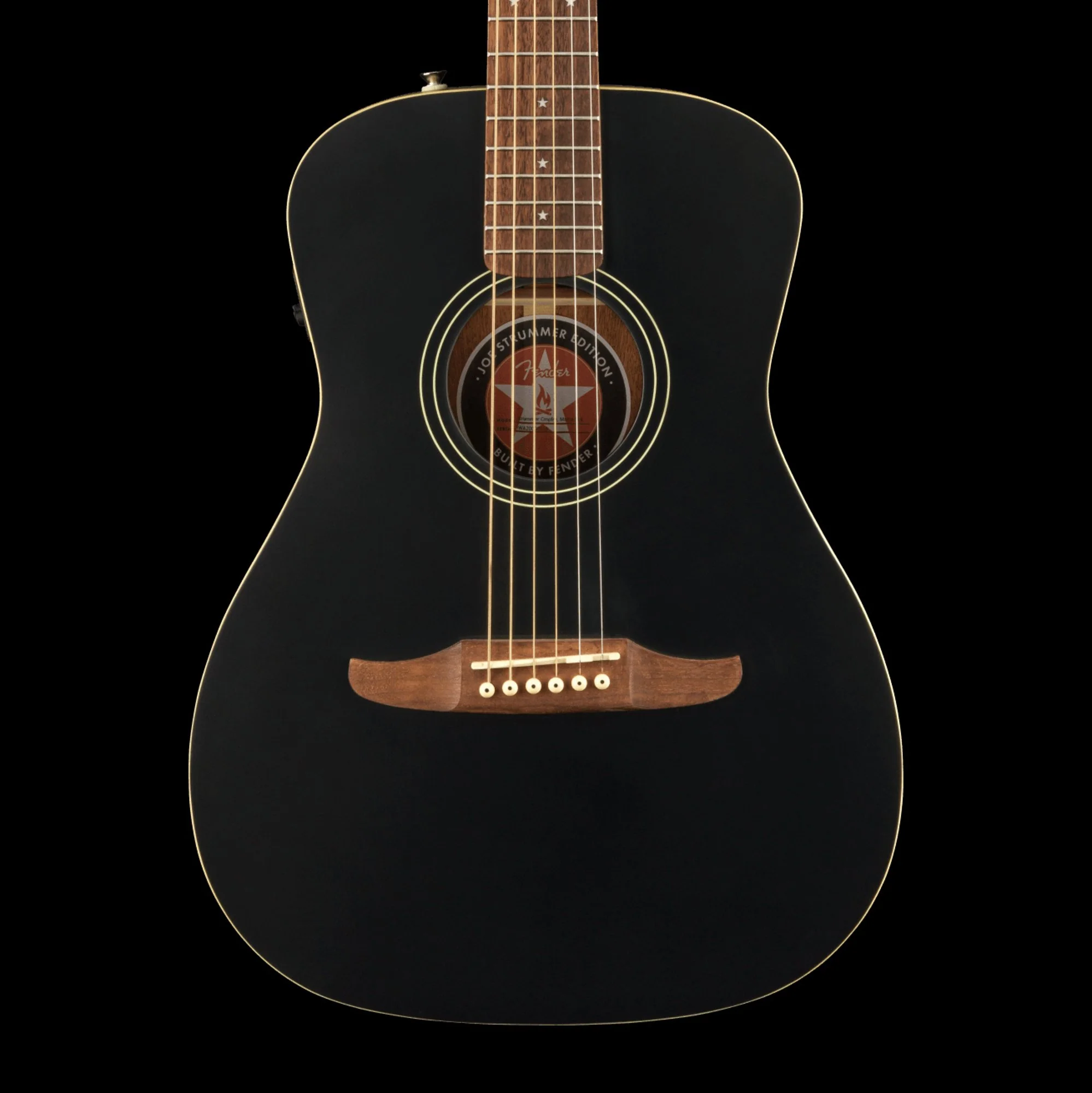 Fender Joe Strummer Campfire Matte Black Acoustic Electric Guitar with Gig Bag