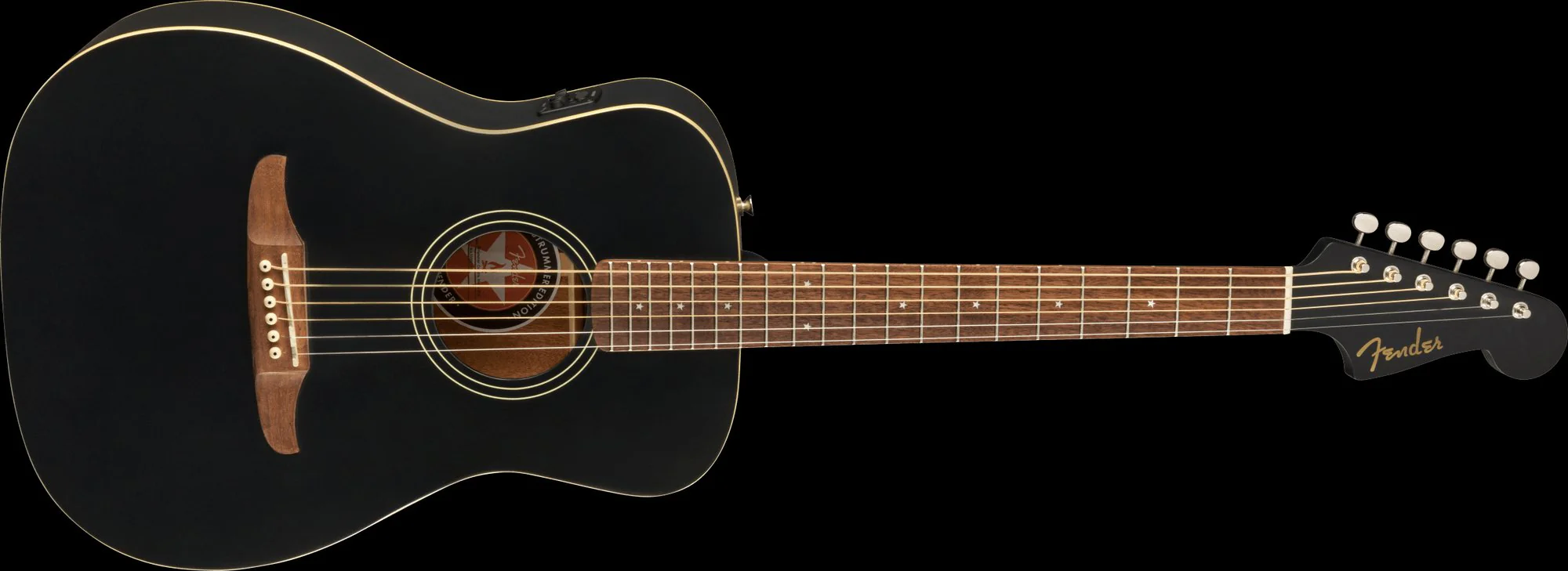 Fender Joe Strummer Campfire Matte Black Acoustic Electric Guitar with Gig Bag - Image 4