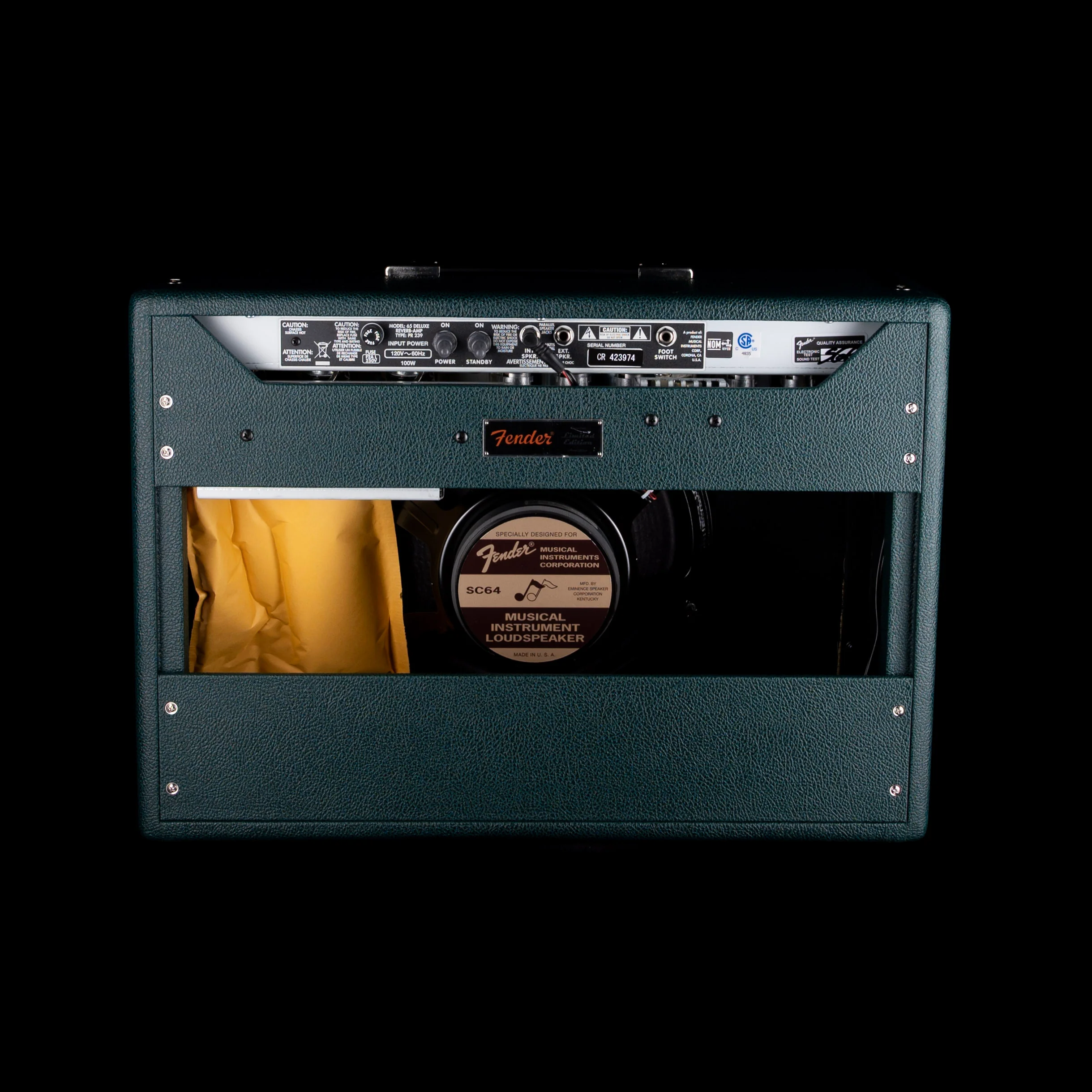 Fender Limited Edition '65 Deluxe Reverb Guitar Amplifier British Racing Green - Image 8