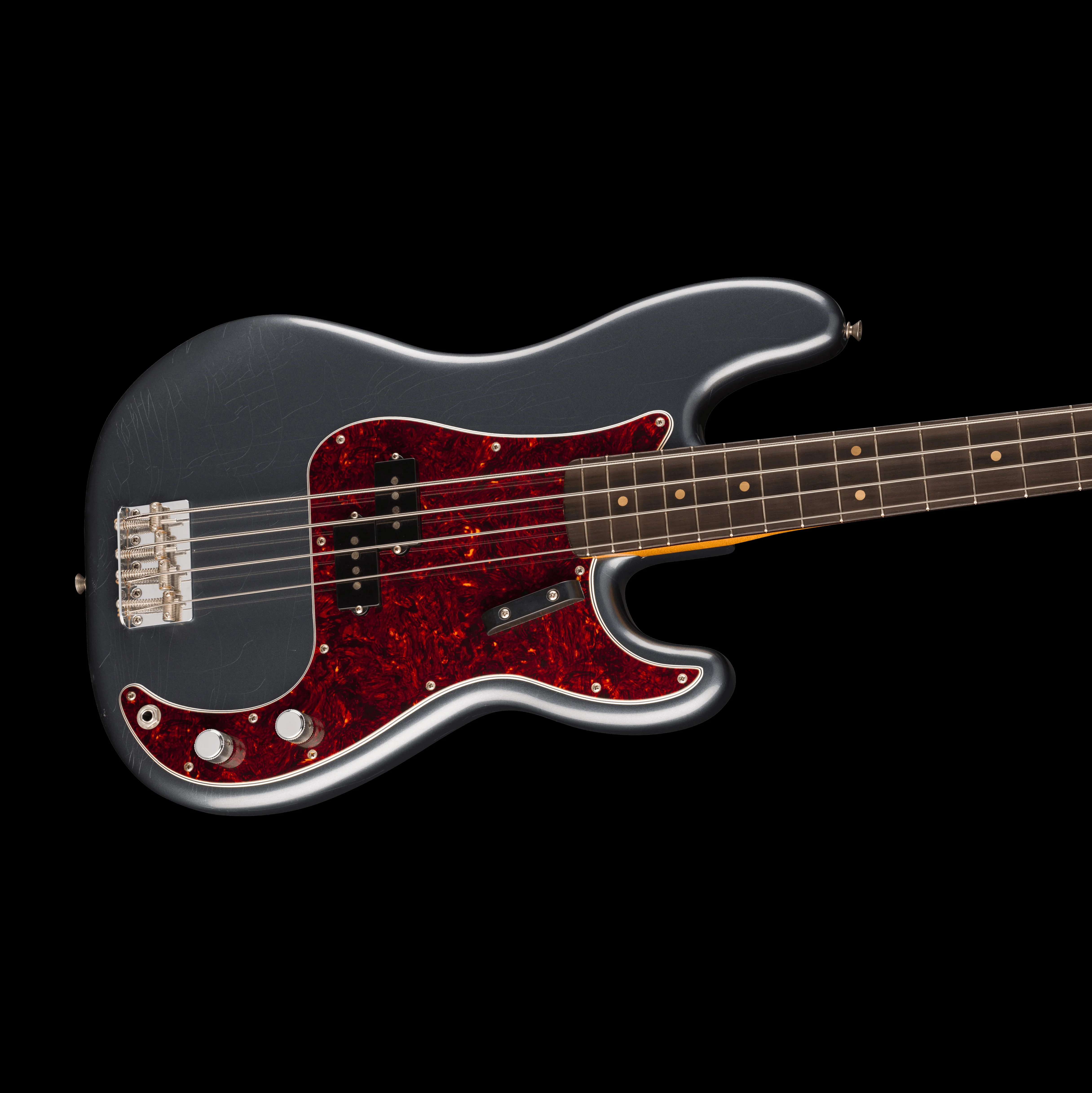 Fender Limited Edition Vintera II Road Worn '60s Precision Bass Charcoal Frost Metallic with Case - Image 3