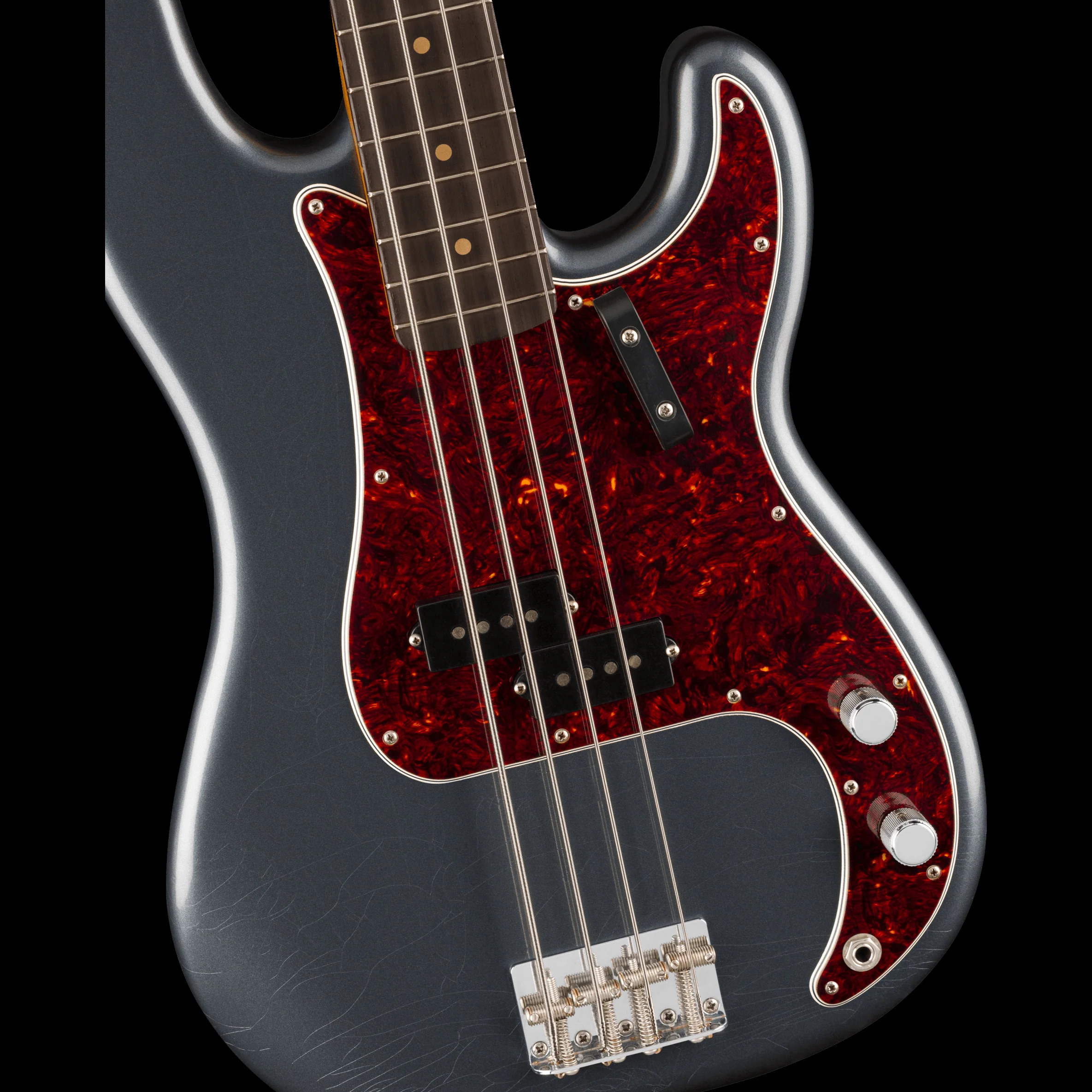 Fender Limited Edition Vintera II Road Worn '60s Precision Bass Charcoal Frost Metallic with Case - Image 4