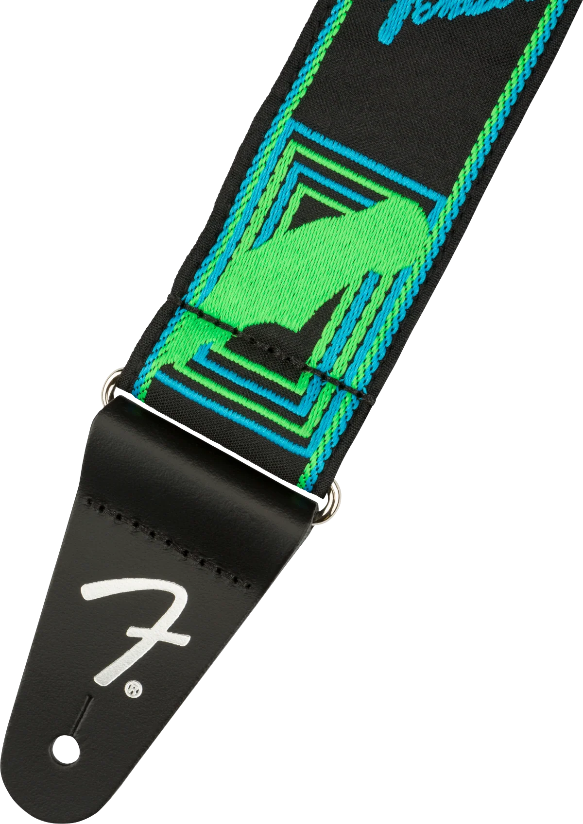 Fender Neon Monogrammed Strap Green/Blue - Image 2