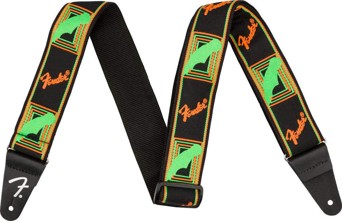 Fender Neon Monogrammed Strap Green/Orange