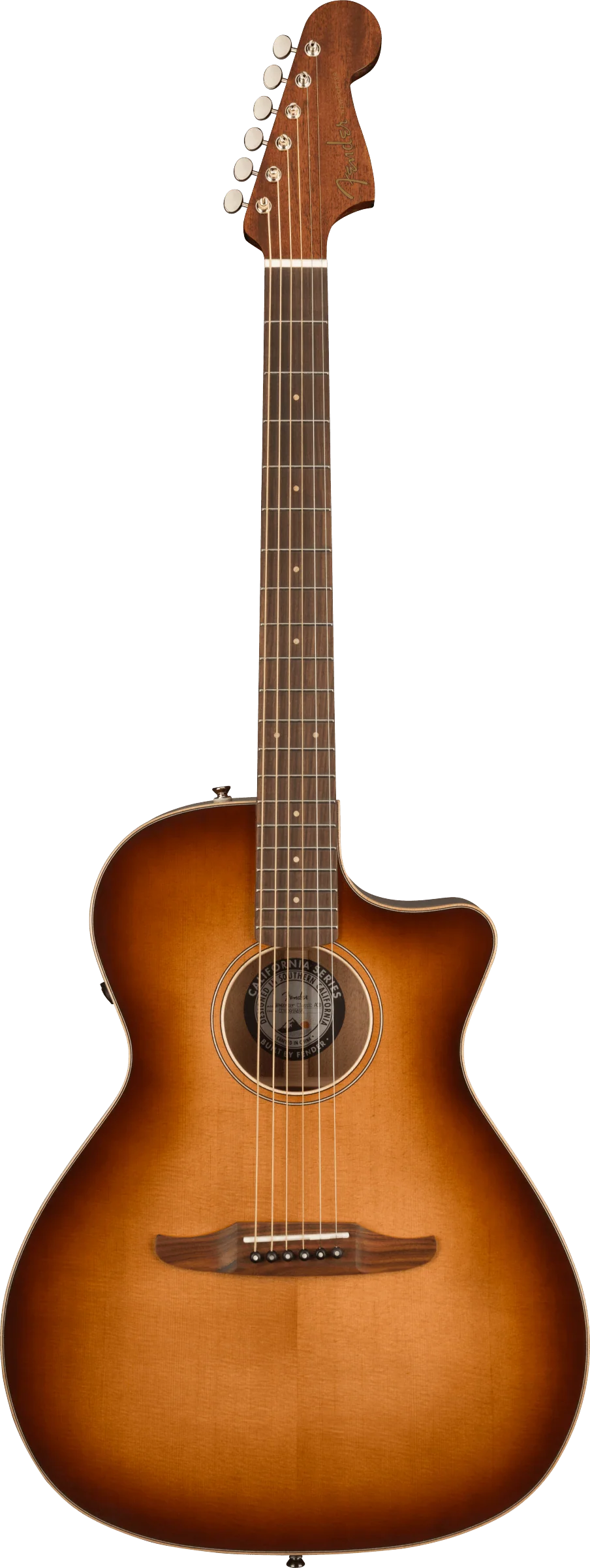 Fender Newporter Classic Pau Ferro Fingerboard Aged Cherry Burst Acoustic Guitar With Bag - Image 2