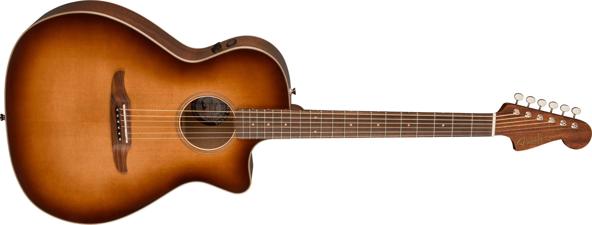 Fender Newporter Classic Pau Ferro Fingerboard Aged Cherry Burst Acoustic Guitar With Bag - Image 3