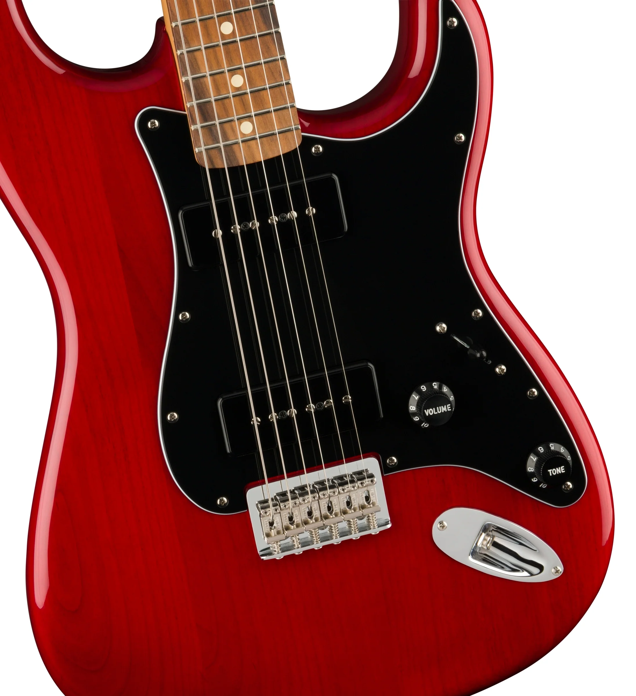 Fender Noventa Stratocaster Pau Ferro Fingerboard Crimson Red Transparent Electric Guitar - Image 4