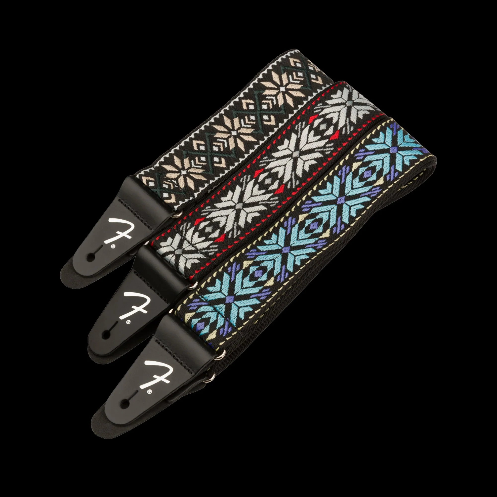 Fender Pasadena Woven Strap Blue Snowflake 2" Strap - Image 3