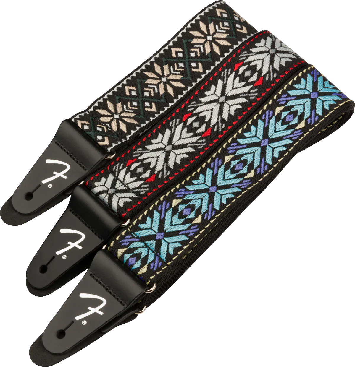Fender Pasadena Woven Strap Red Snowflake 2" Strap - Image 3