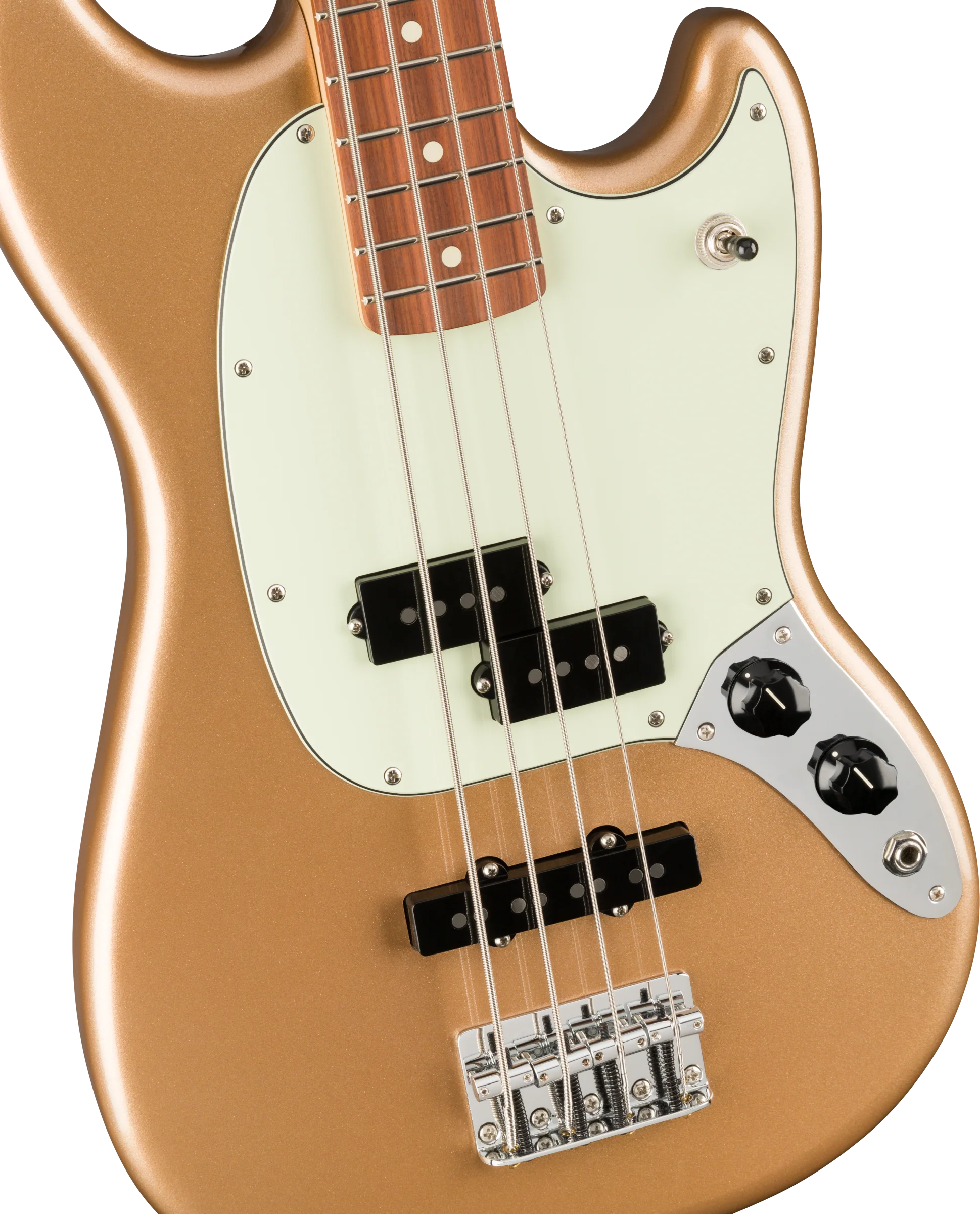 Fender Player Mustang Bass PJ Pau Ferro Fingerboard Firemist Gold - Image 3