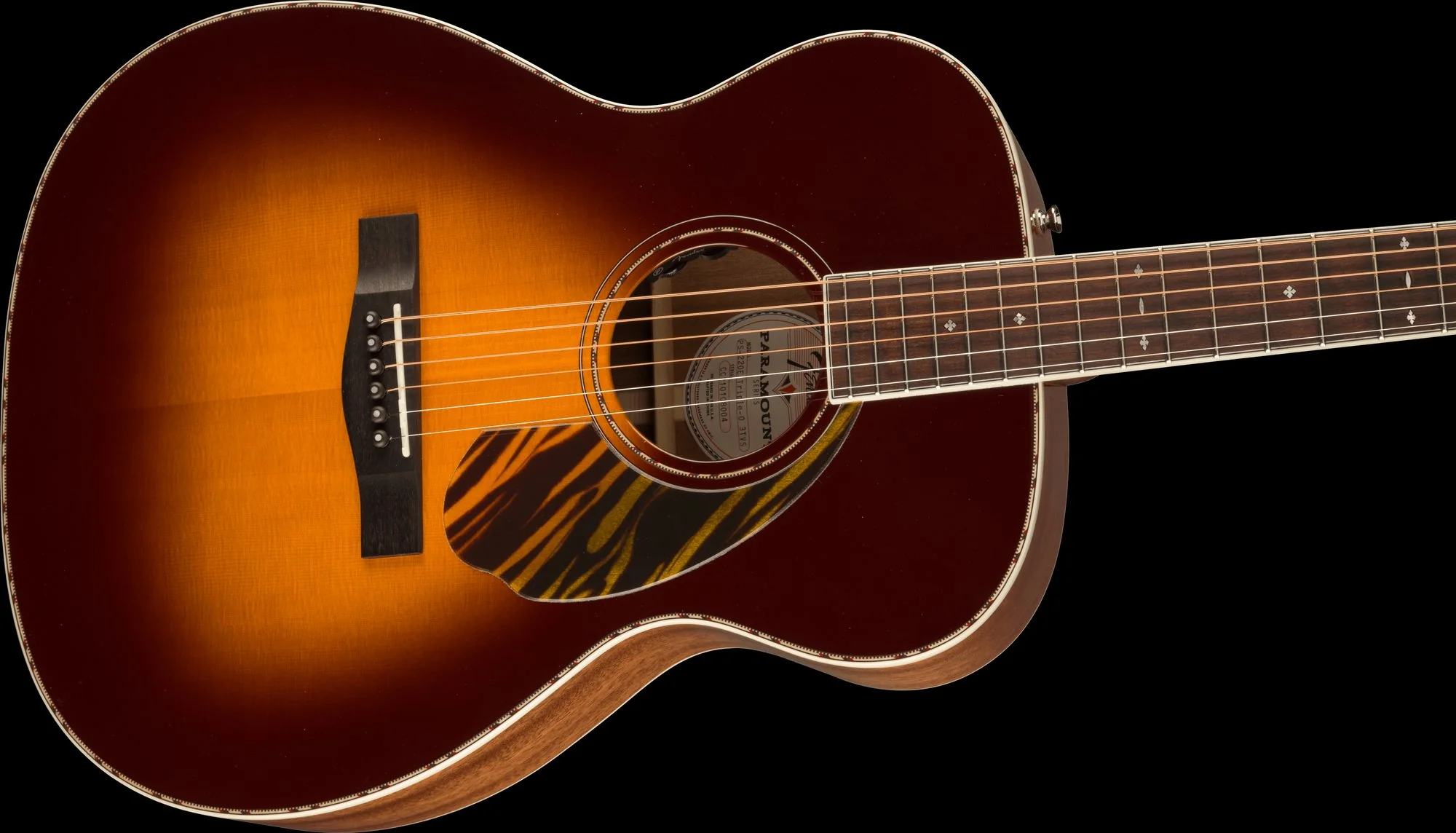 Fender PO-220E Orchestra 3-Tone Vintage Sunburst Acoustic Guitar with Case - Demo - Image 6