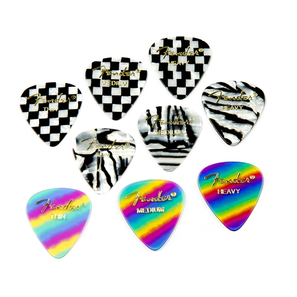 Fender Premium Celluloid 351 Shape Picks Medium Rainbow 12 Count - Image 2