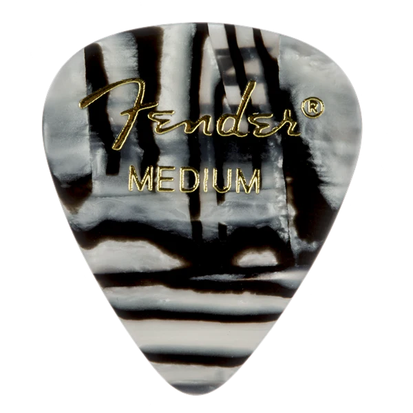 Fender Premium Celluloid 351 Shape Picks Medium Zebra 12 Count