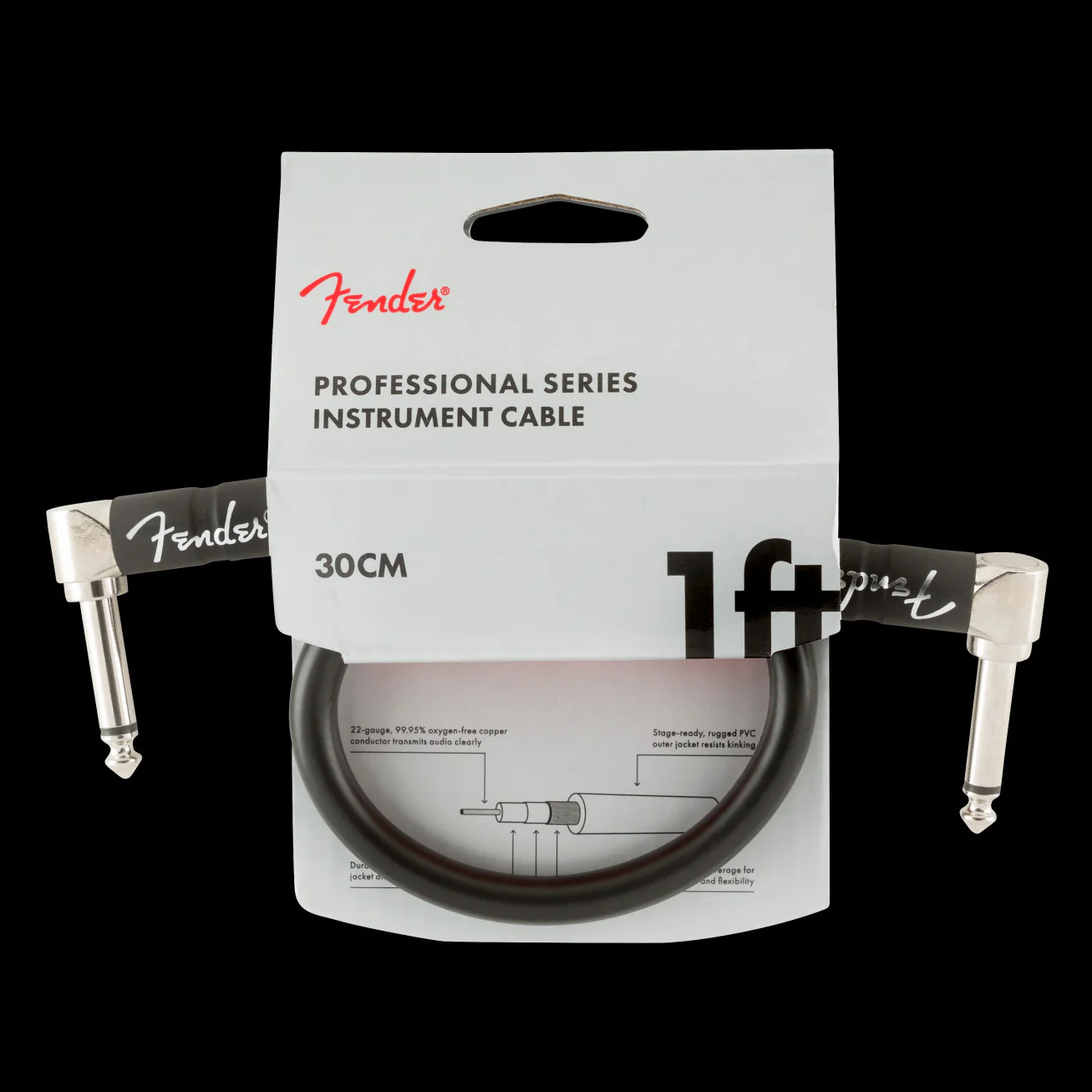 Fender Professional 1ft. Instrument Cable Black - 990820057