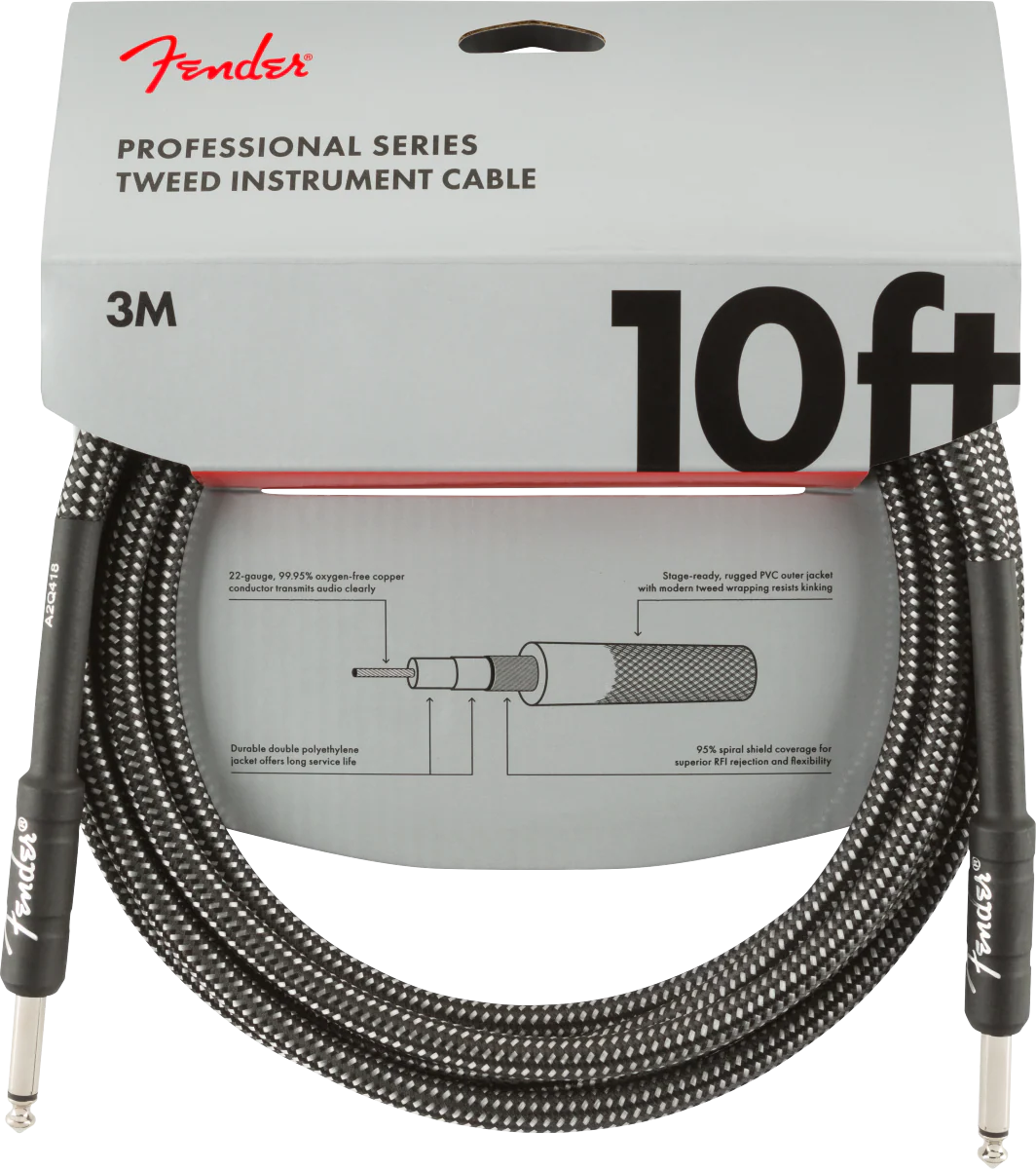 Fender Professional 10ft. Instrument Cable Grey Tweed - 990820062