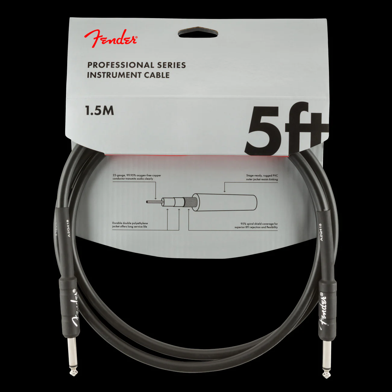 Fender Professional Series Instrument Cable Straight/Straight 5ft. Black