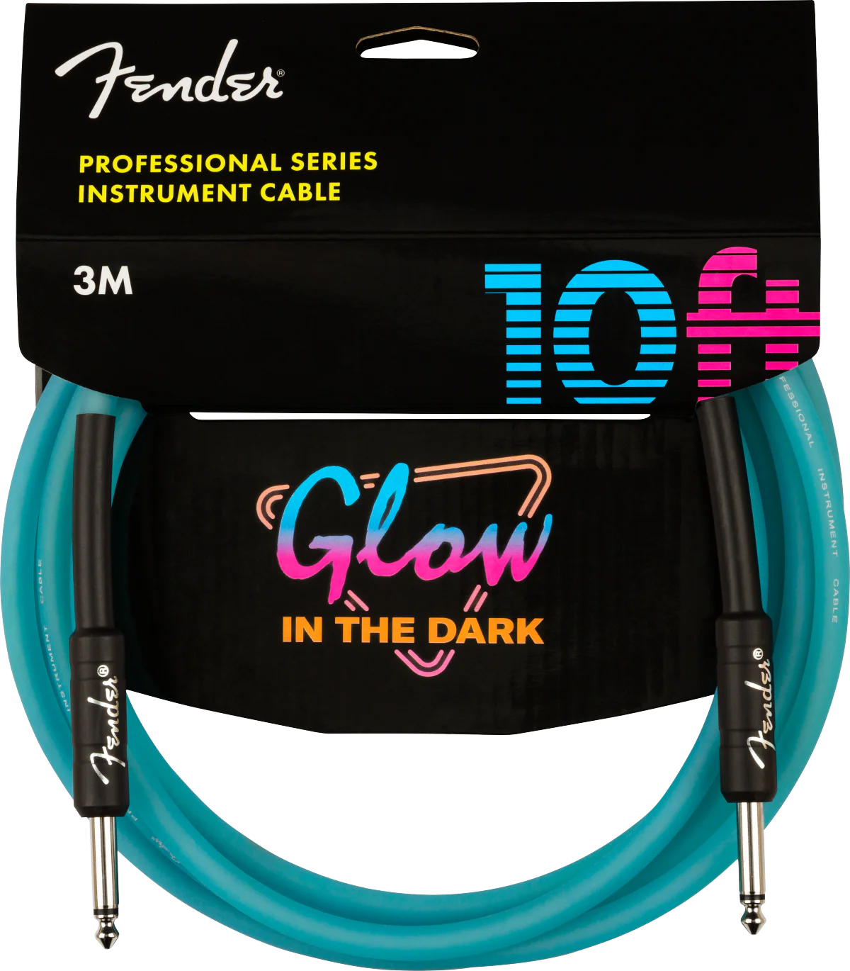 Fender Professional 10-ft. Glow In Dark Cable Blue