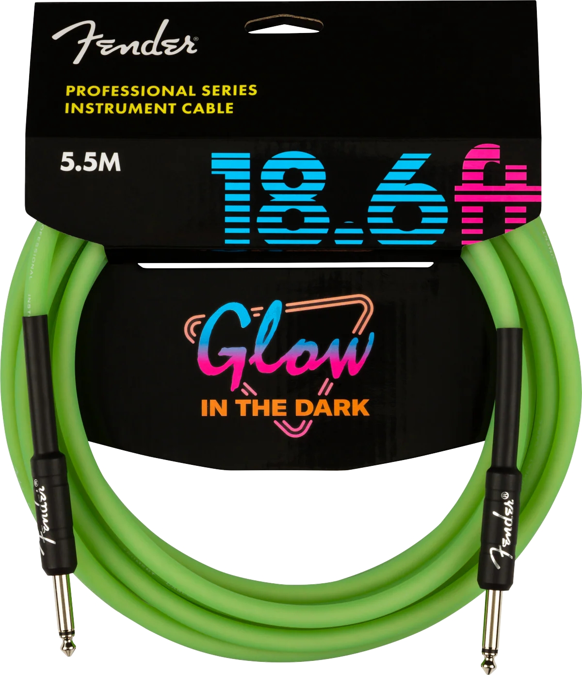 Fender Professional Glow in the Dark Cable Green 18.6-ft.
