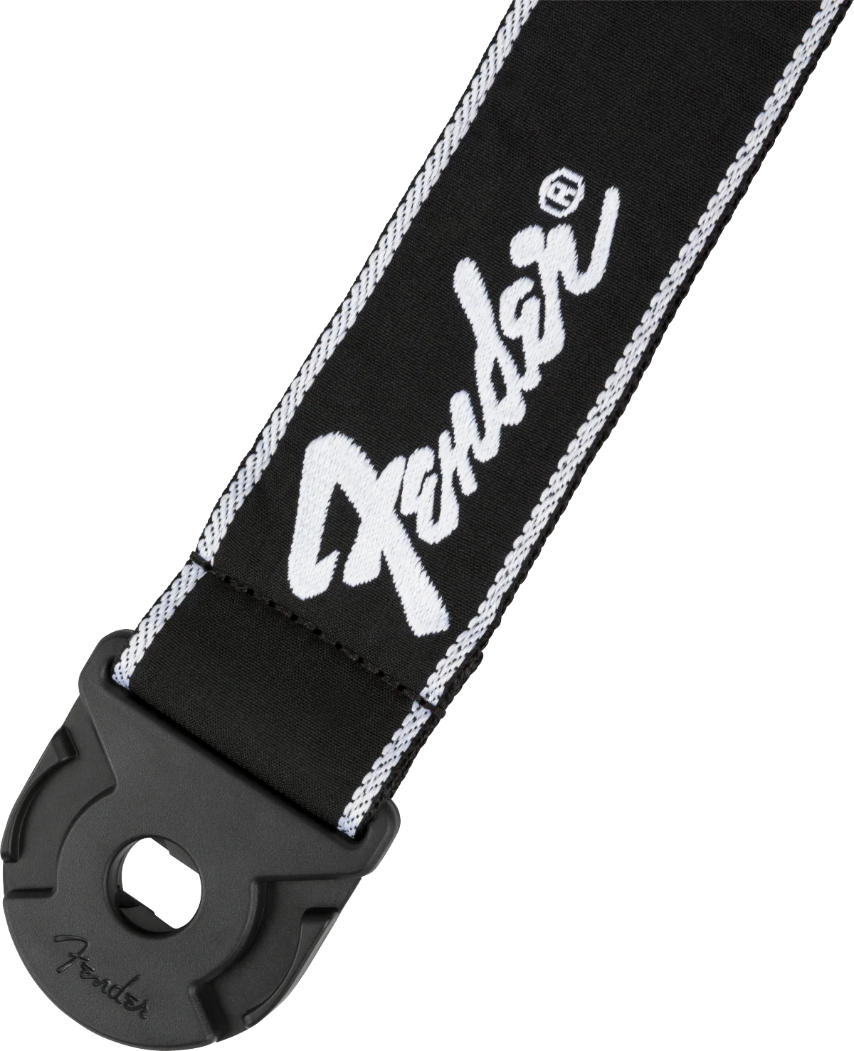 Fender Quick Grip Locking End Strap Black with White Running Logo 2" - Image 2