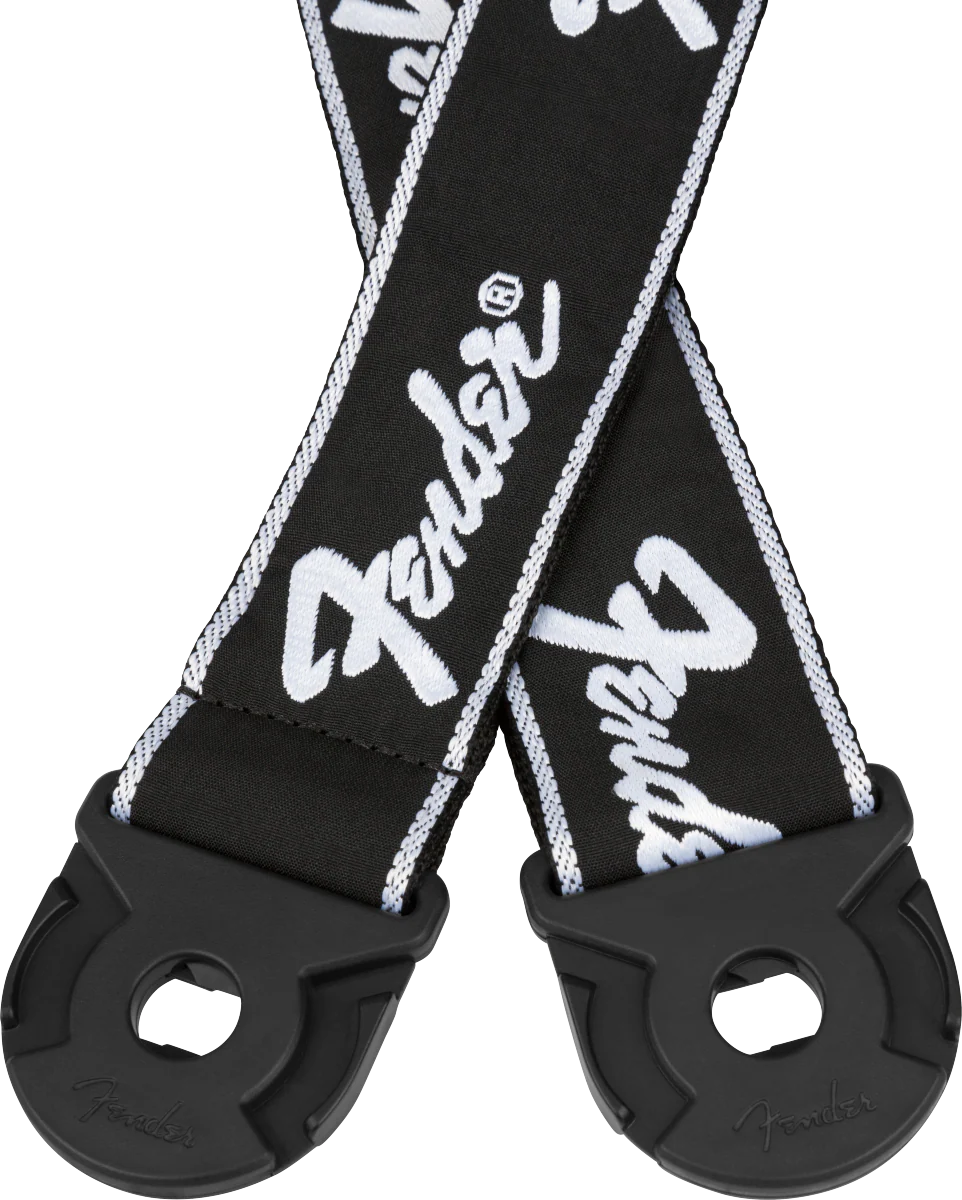 Fender Quick Grip Locking End Strap Black with White Running Logo 2" - Image 3